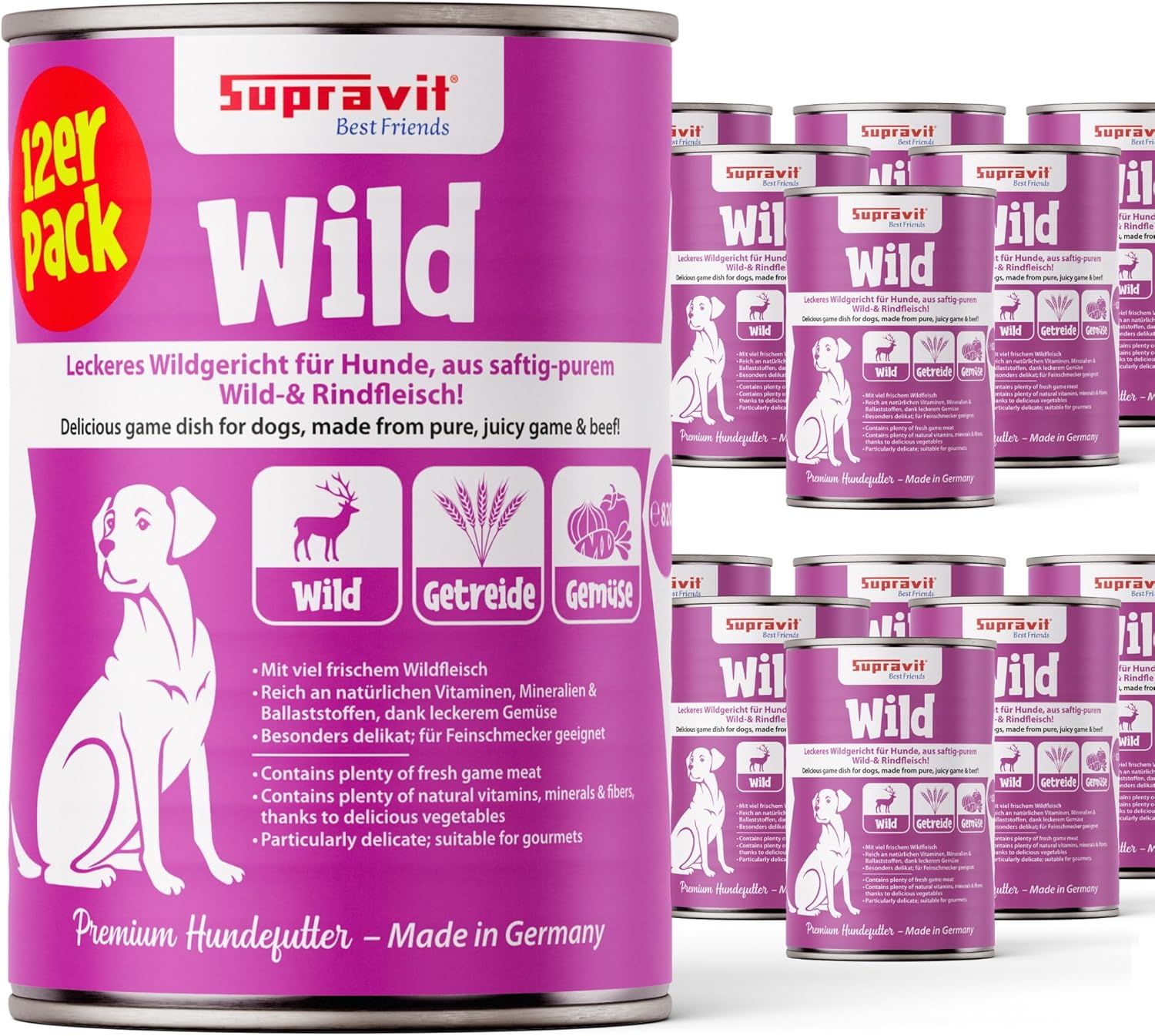 Supravit Hundenassfutter Dosenfutter für Hunde