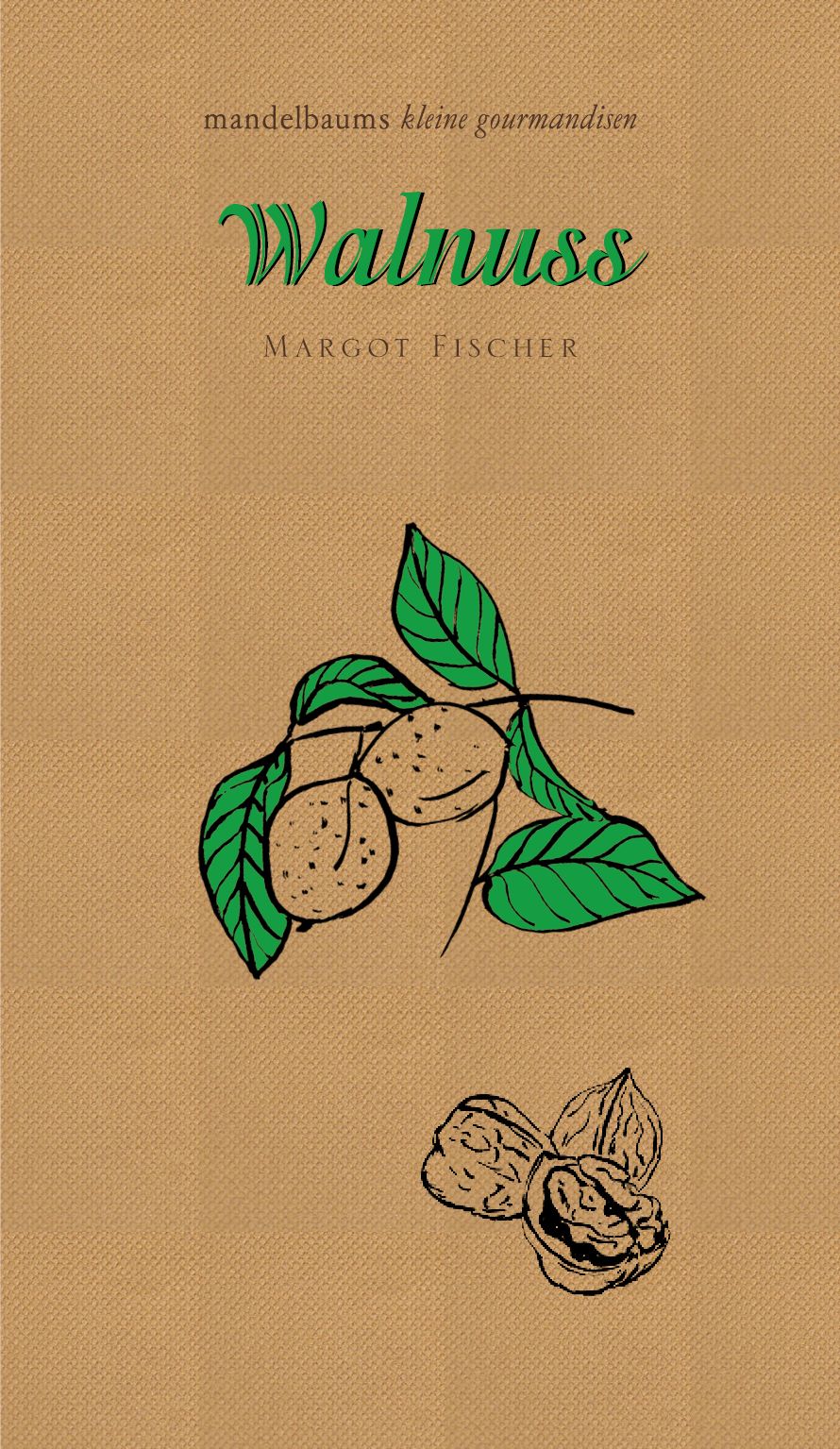 Illustration von Walnüssen und Blättern. Titel: Walnuss. Autor: Margot Fischer.