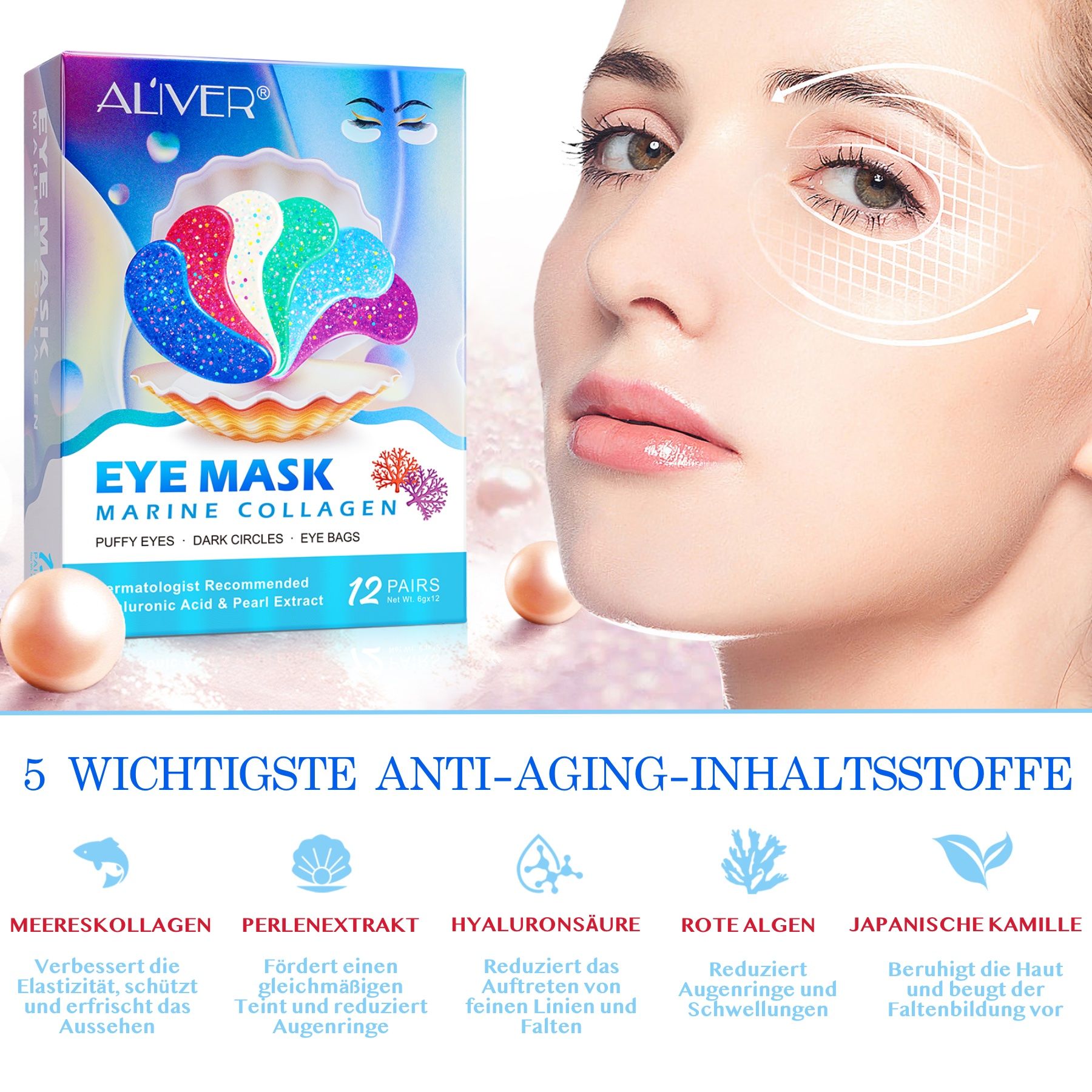 ALIVER Augenpads Anti Aging mit Hyaluronsäure