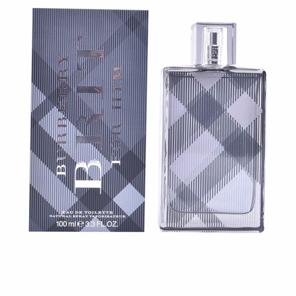Burberry Brit For Him Eau de Toilette. Flakon und Verpackung mit Karomuster. 100 ml. Schriftzug auf der Verpackung.