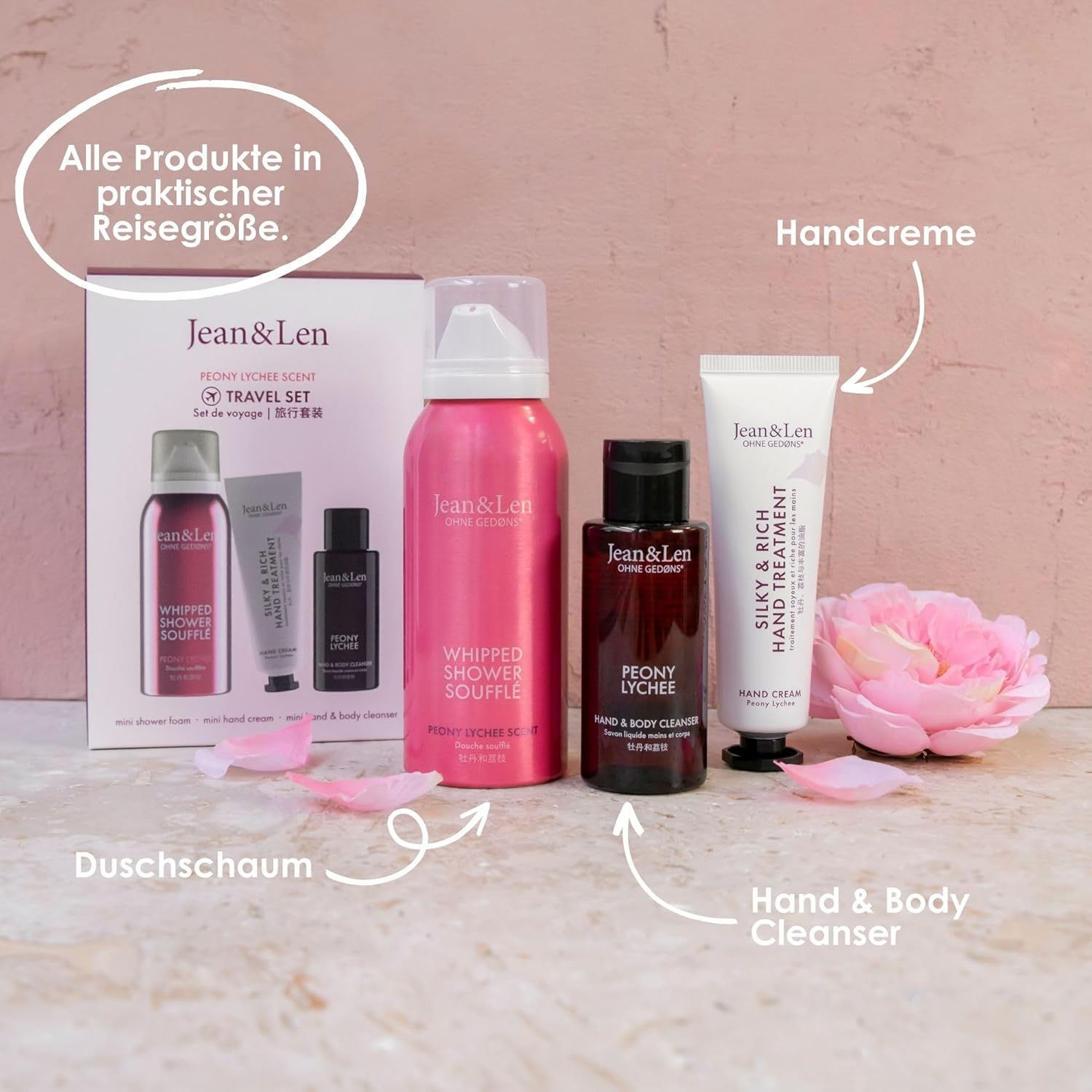 Jean & Len Travel Set Pfingstrose & Litschi  Set