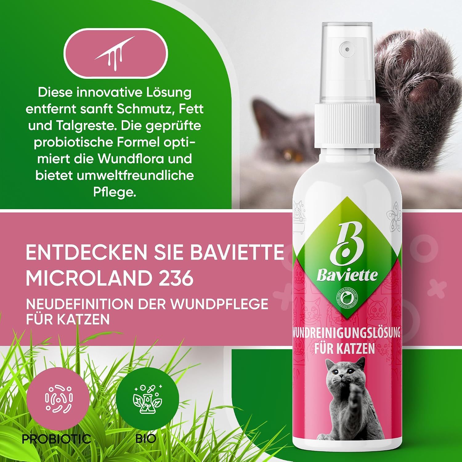 Baviette Wundreinigungslösung für Katzen
