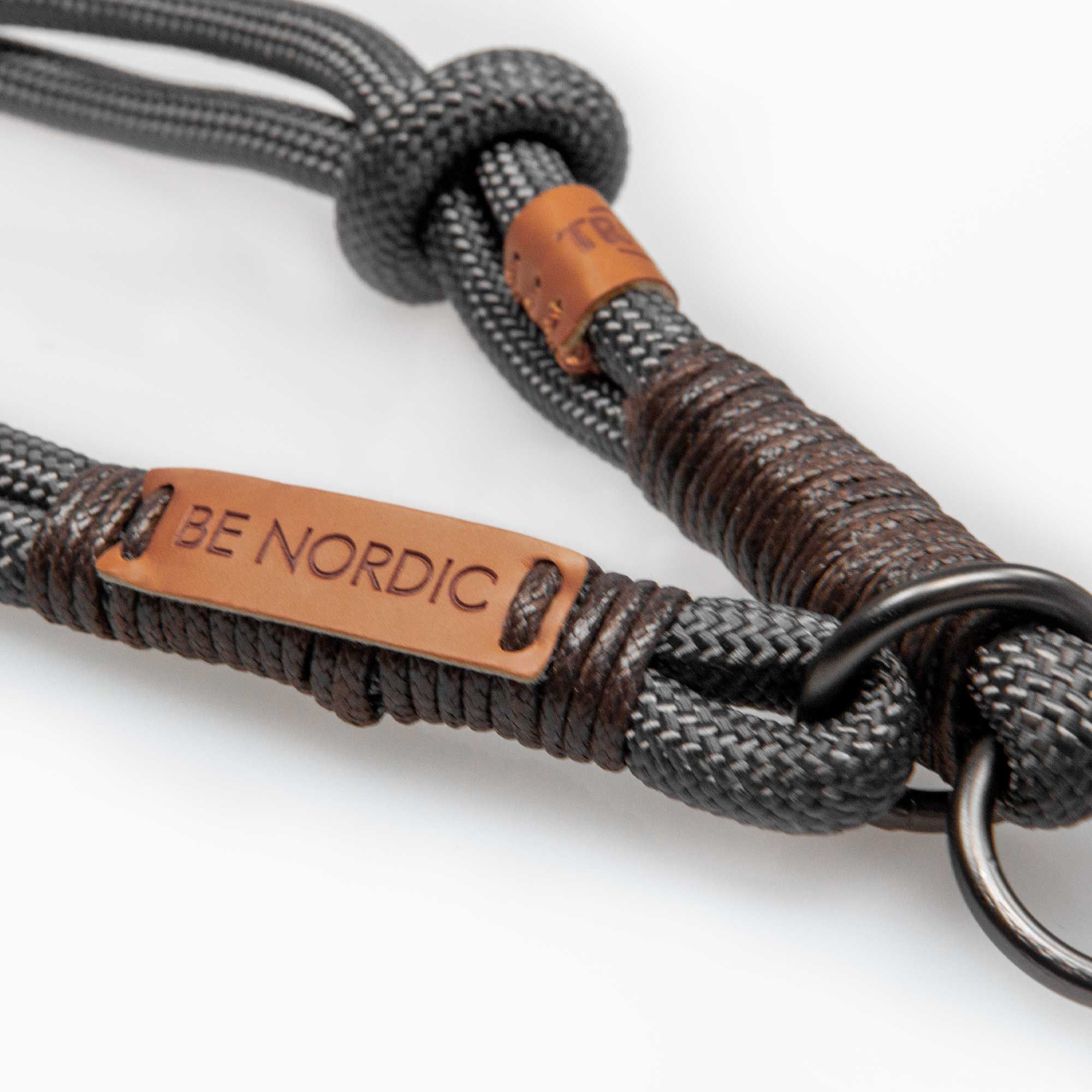 Zugstop Halsband BE NORDIC - Grau mit Braun - stufenlos verstellbar