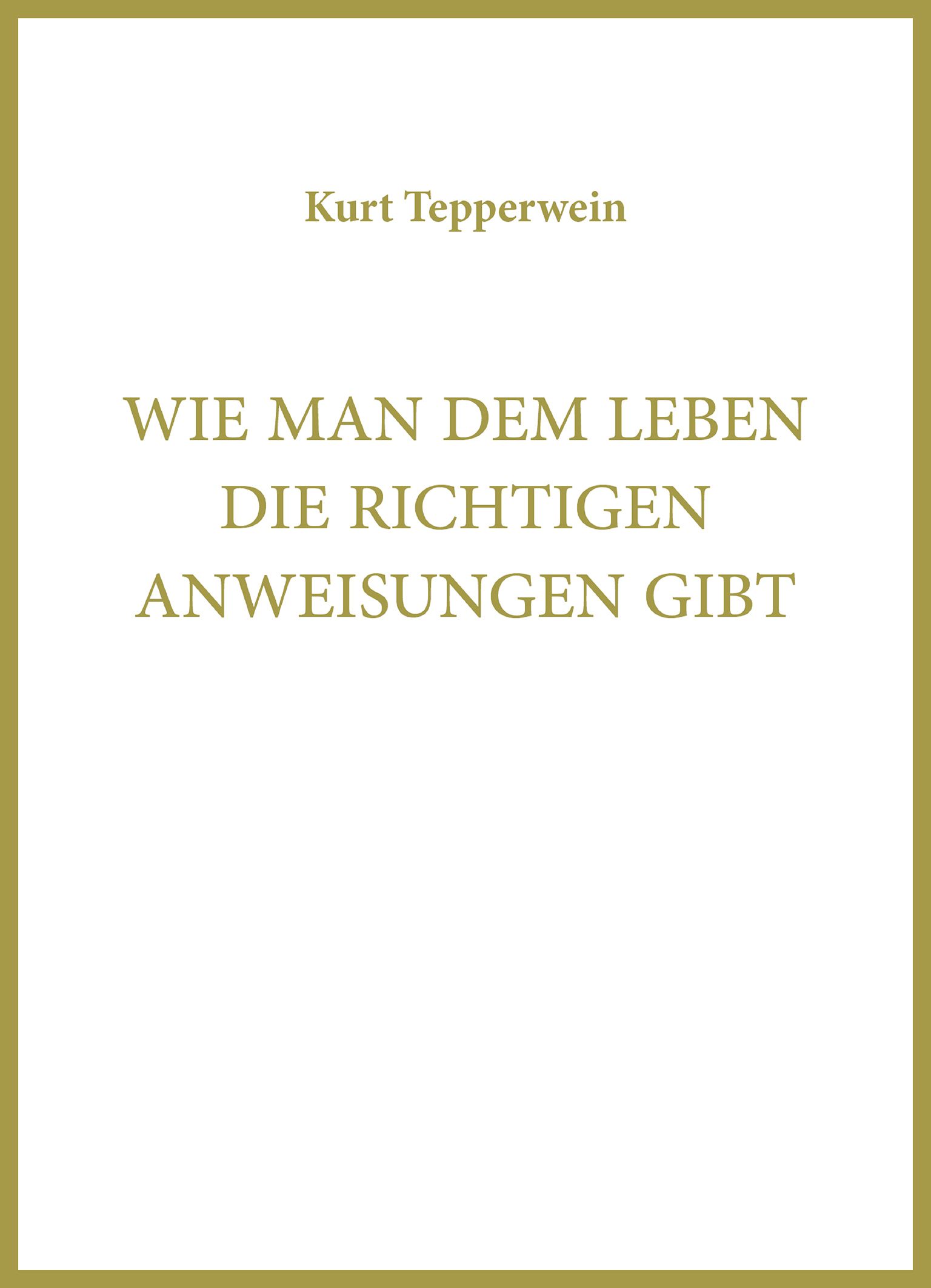 Buchcover mit Titel: Wie man dem Leben die richtigen Anweisungen gibt. Autor: Kurt Tepperwein. Goldener Rahmen.