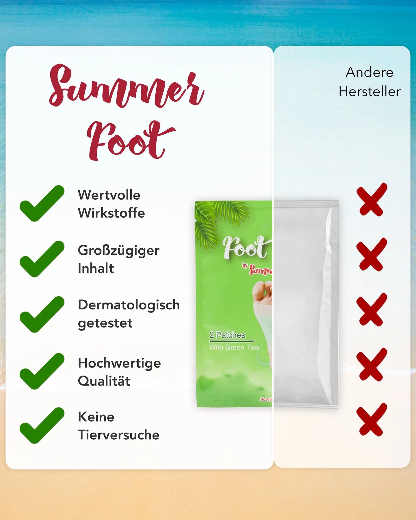 Summer Foot - Fußpads mit Grünteeöl (für 10 Anwendungen)