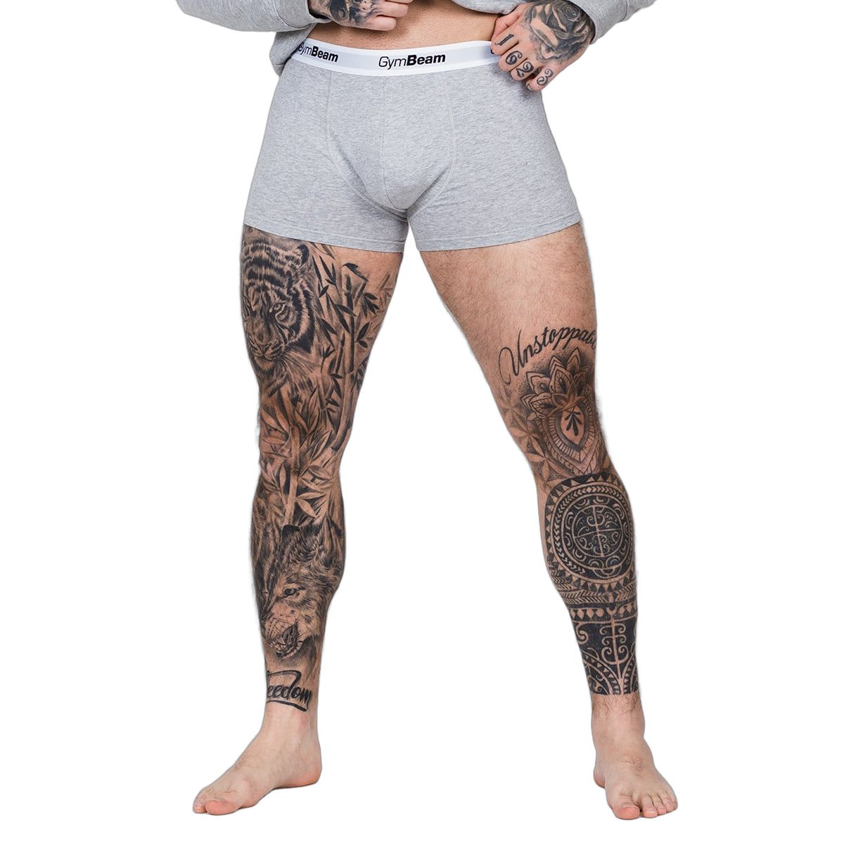 GymBeam Boxershorts Herren 3er-Pack aus Baumwolle-Elastan-Mischung in Grau