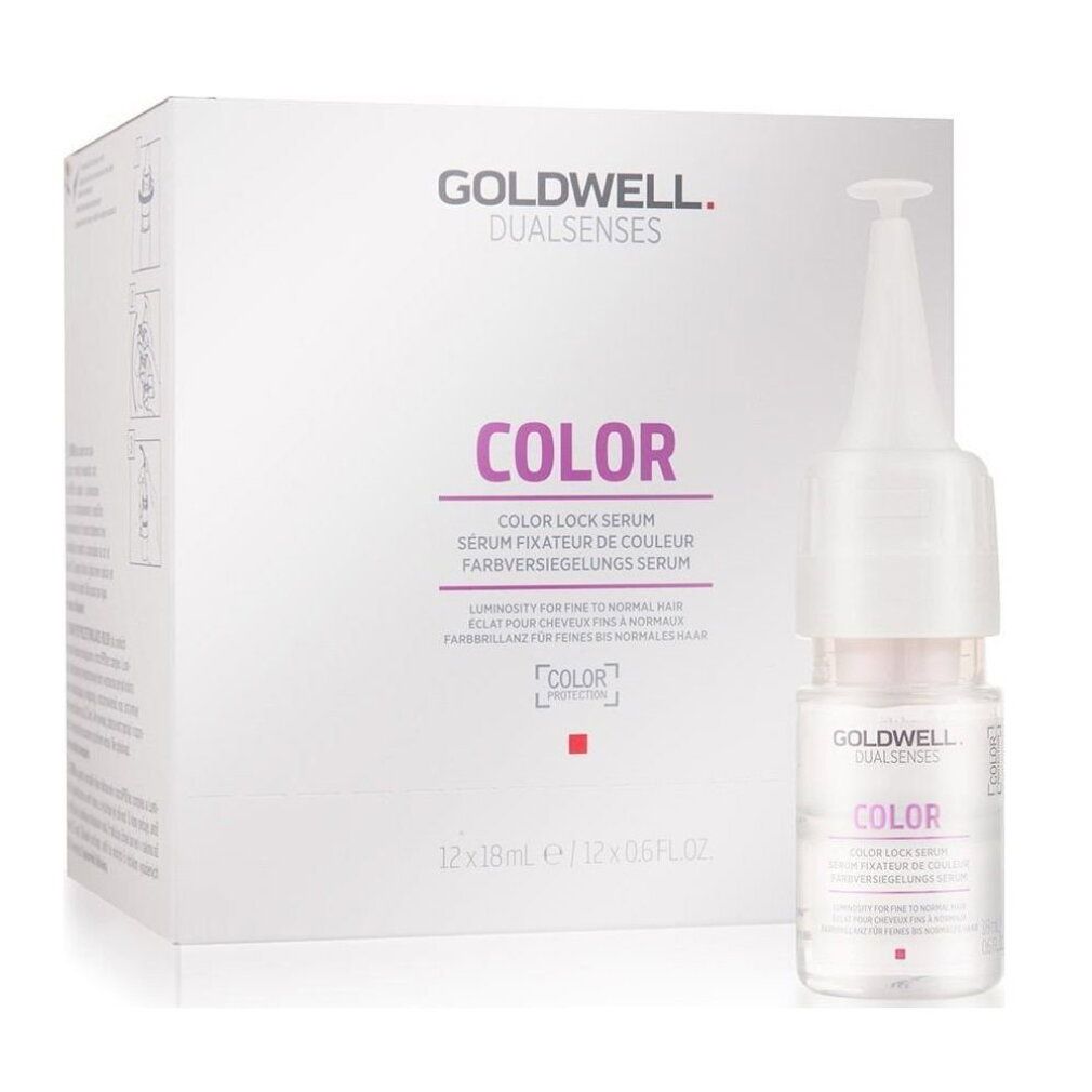 Goldwell Dualsenses Color Intensiv Pflege Serum: 12x 18ml Fläschchen in weißer Faltschachtel.