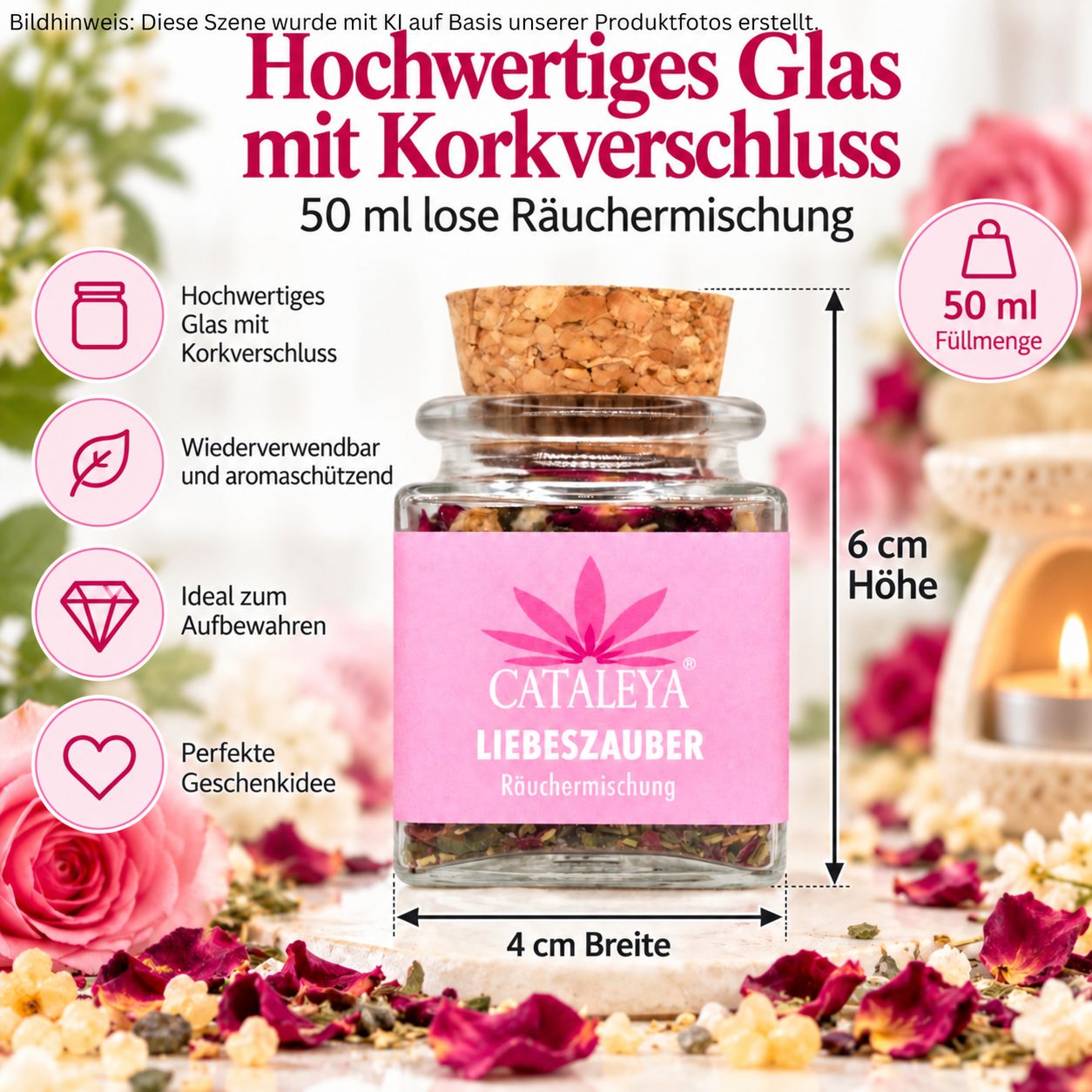 CATALEYA Liebeszauber Räuchermischung 50 ml – im Glas mit Korkverschluss