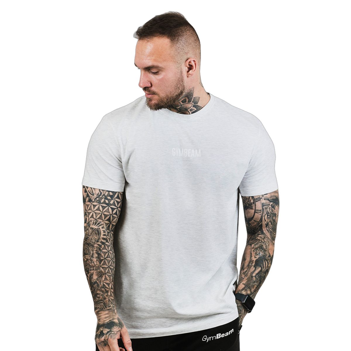 GymBeam T-Shirt Herren regular Kurzarm aus Baumwolle in Grau 1 St