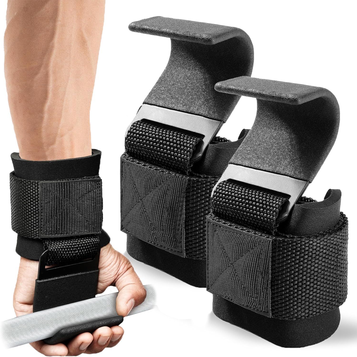 FFitness Ganci sollevamento Pesi Imbottitura Polso Coppia di Cinghie Impugnature FF