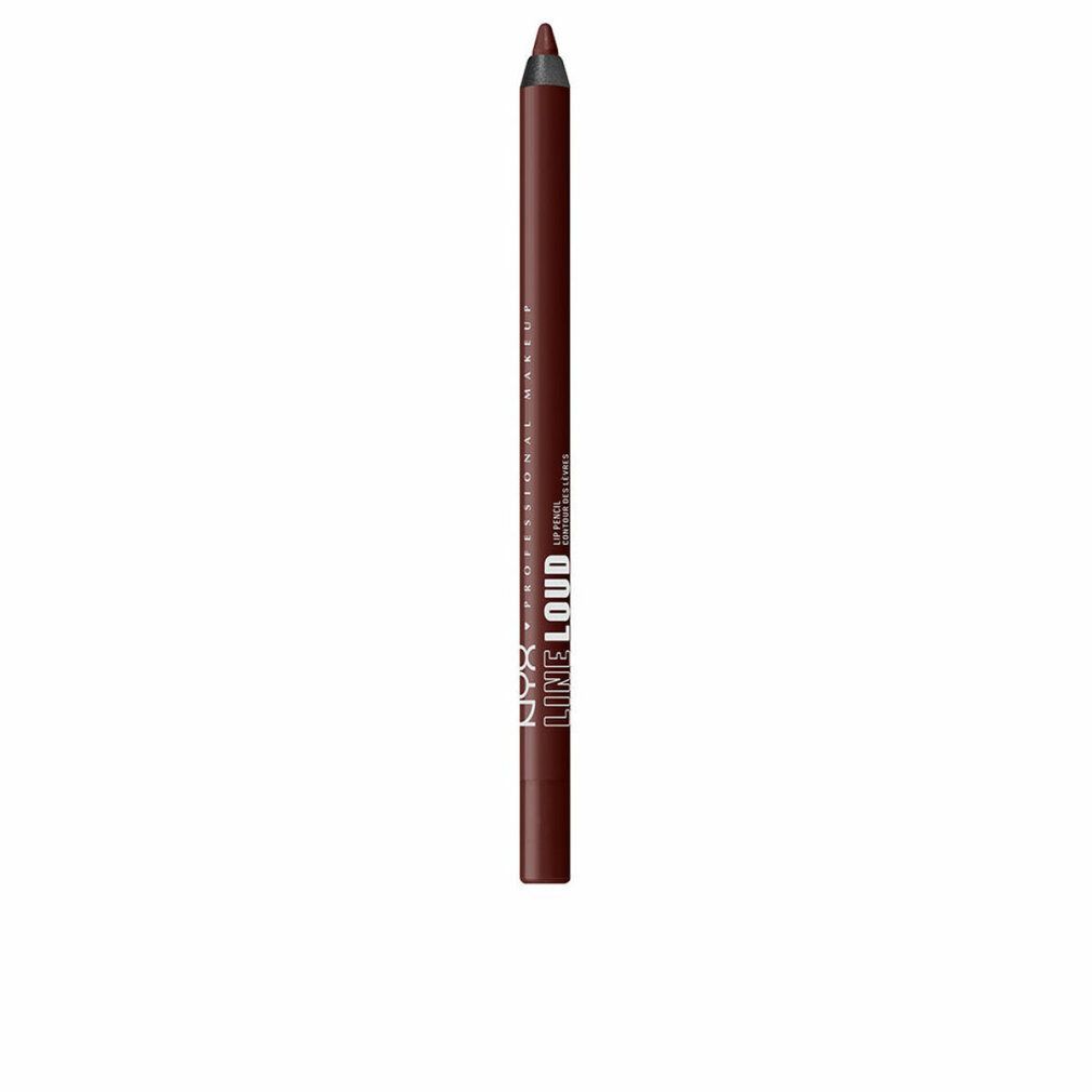 Dunkelbrauner Lipliner-Stift mit der Aufschrift 'NYX PROFESSIONAL MAKEUP LINE LOUD LIP PENCIL'.