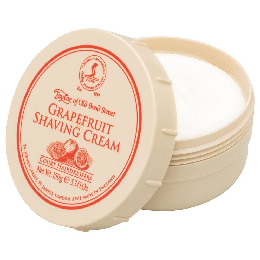 Taylor of Old Bond Street Grapefruit Rasiercreme in einer Schale. Enthält 150g.