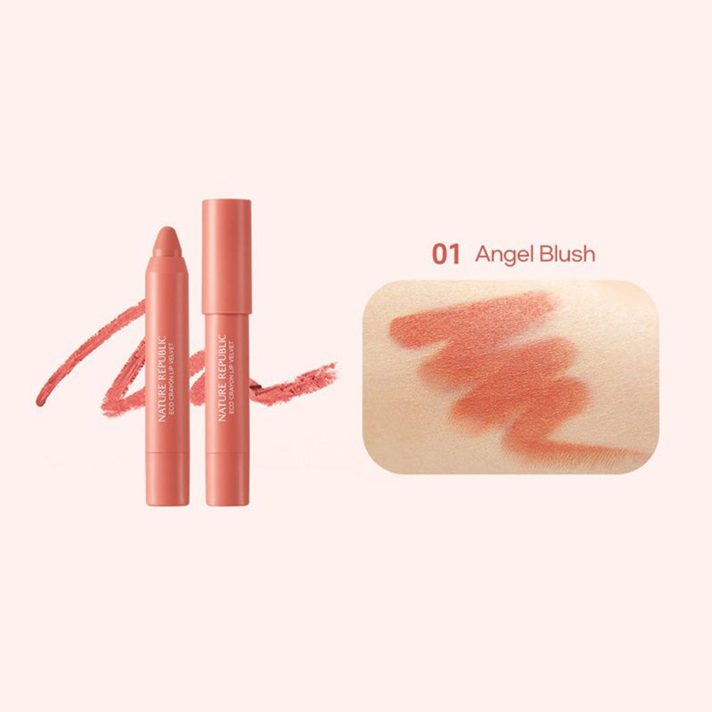 NATURE REPUBLIC By Flower Eco Crayon Lip Velvet Lipstick 01 Angel Blush .