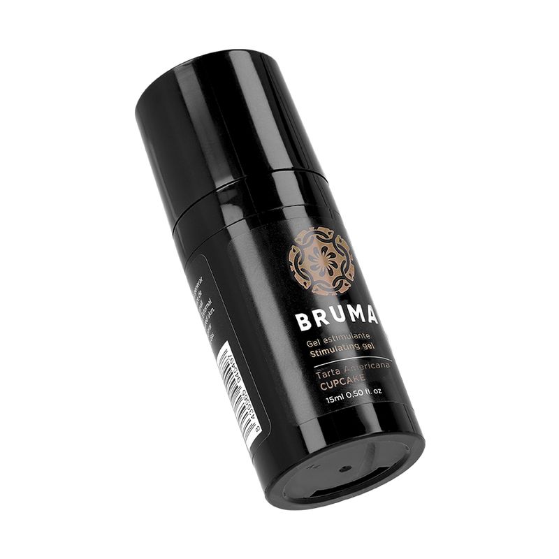 Schwarzer Spender mit "BRUMA" Logo und "Gel estimulante" Aufschrift. Enthält 15ml.