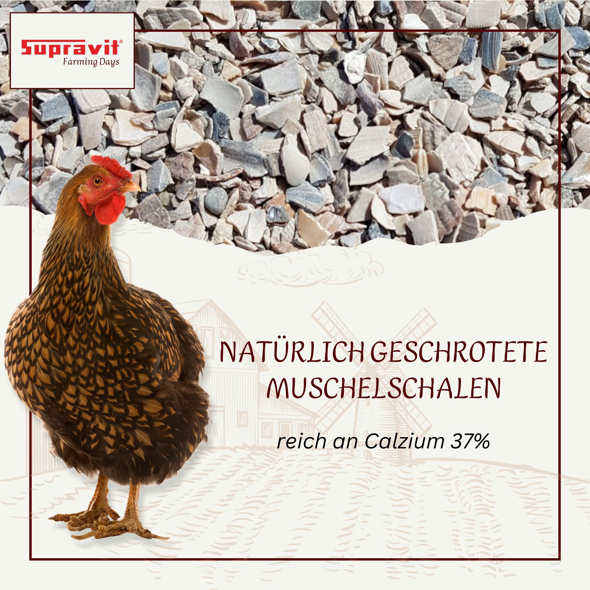 Supravit Hühnergrit Geflügelgrit 4 kg Muschelkalk - Futterkalk - calciumreiches Legehennenfutter