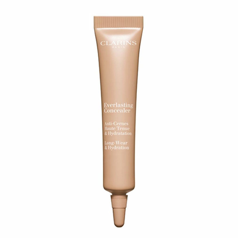 Beige Concealer-Tube. Marke CLARINS. Text: Everlasting Concealer. Spitze zum Auftragen.
