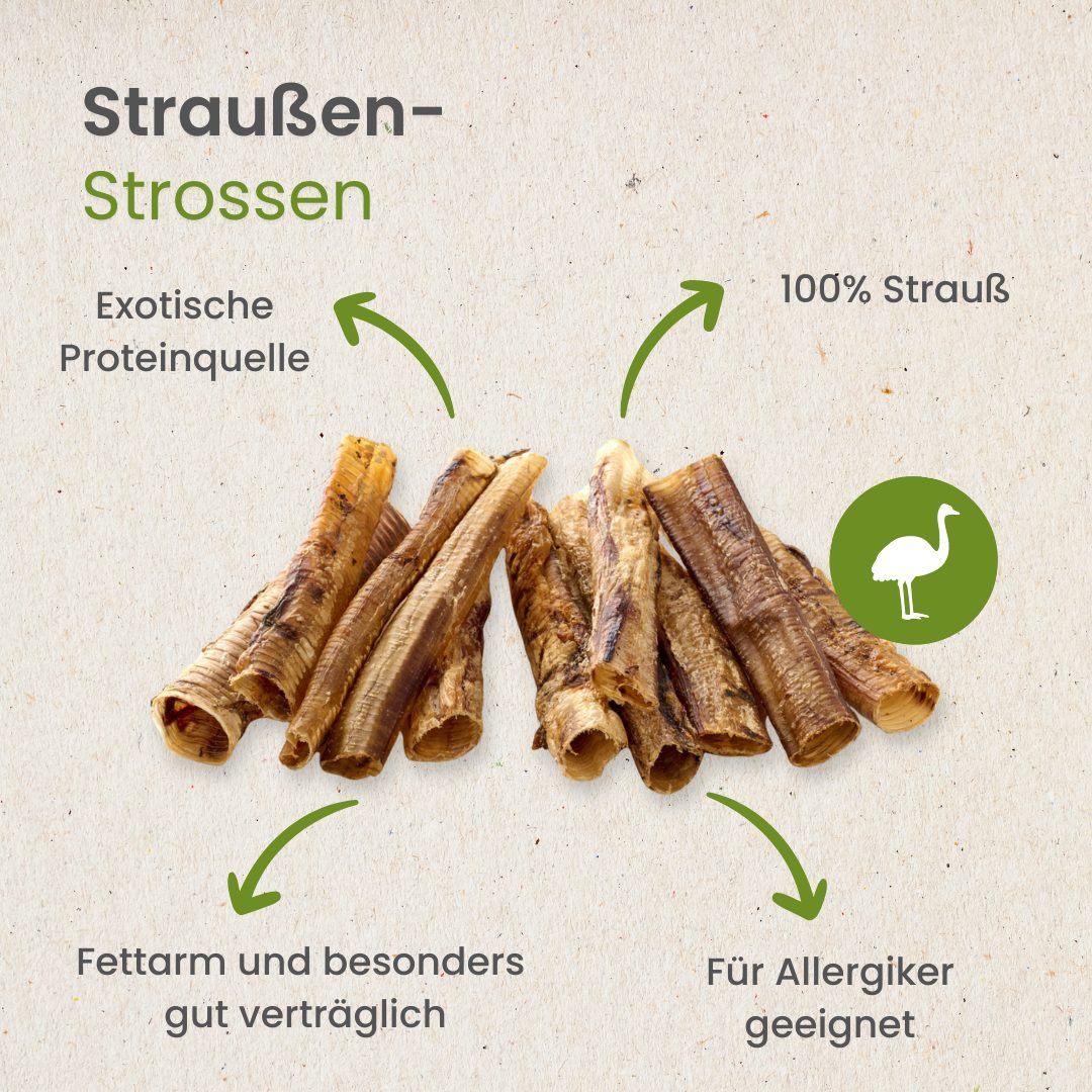 Straußen-Strossen auf weißem Hintergrund.
