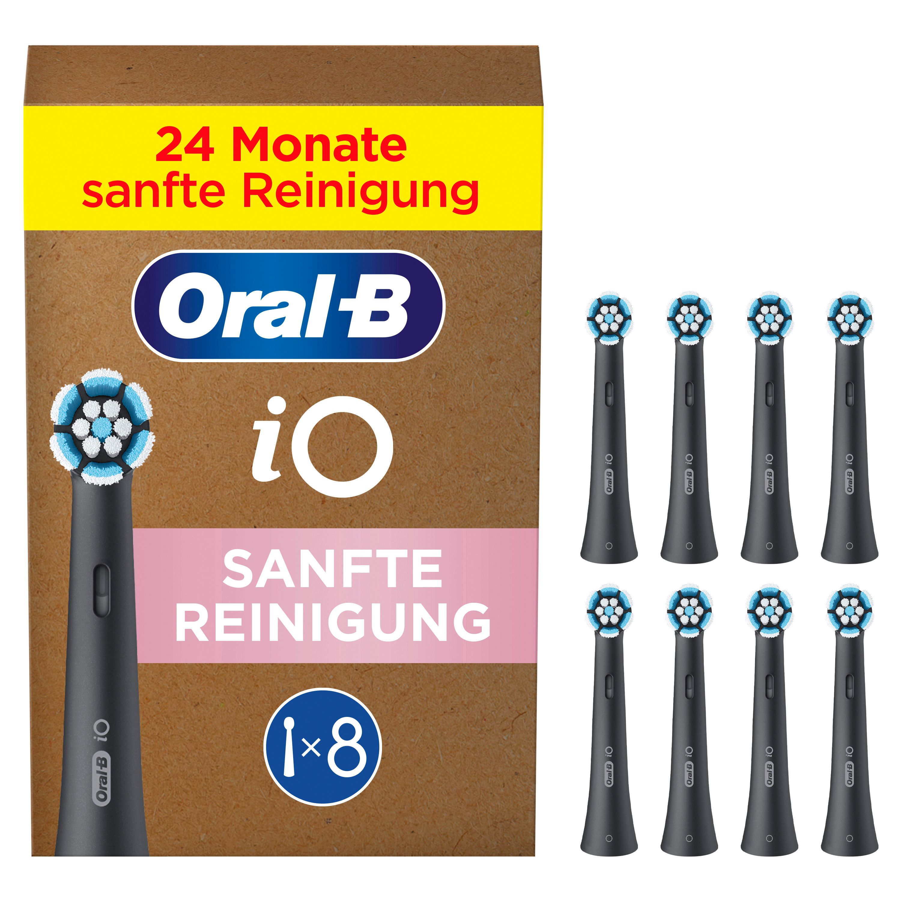 Packung mit 8 Oral-B iO Sanfte Reinigung Aufsteckbürsten.