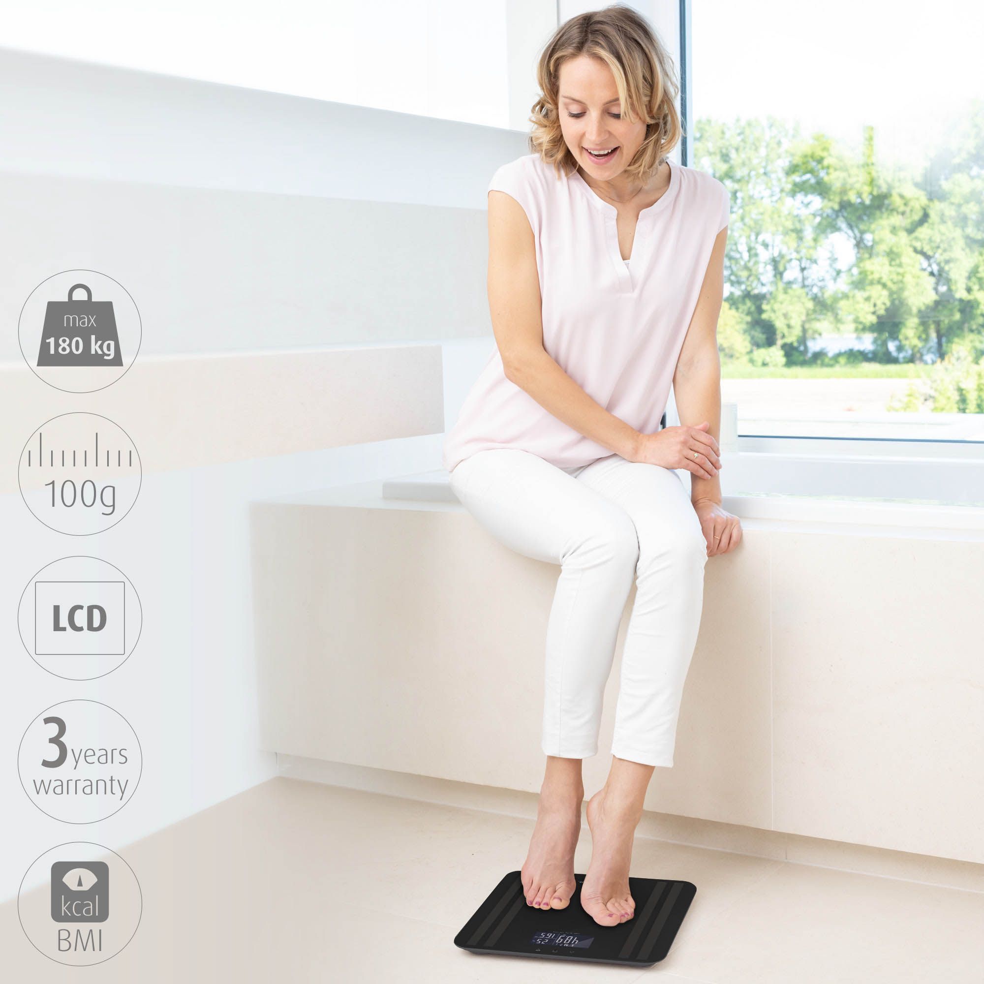 medisana BS 465 Körperanalysewaage | bis 180 KG | Personenwaage mit Bluetooth App | mit BMI-Rechner