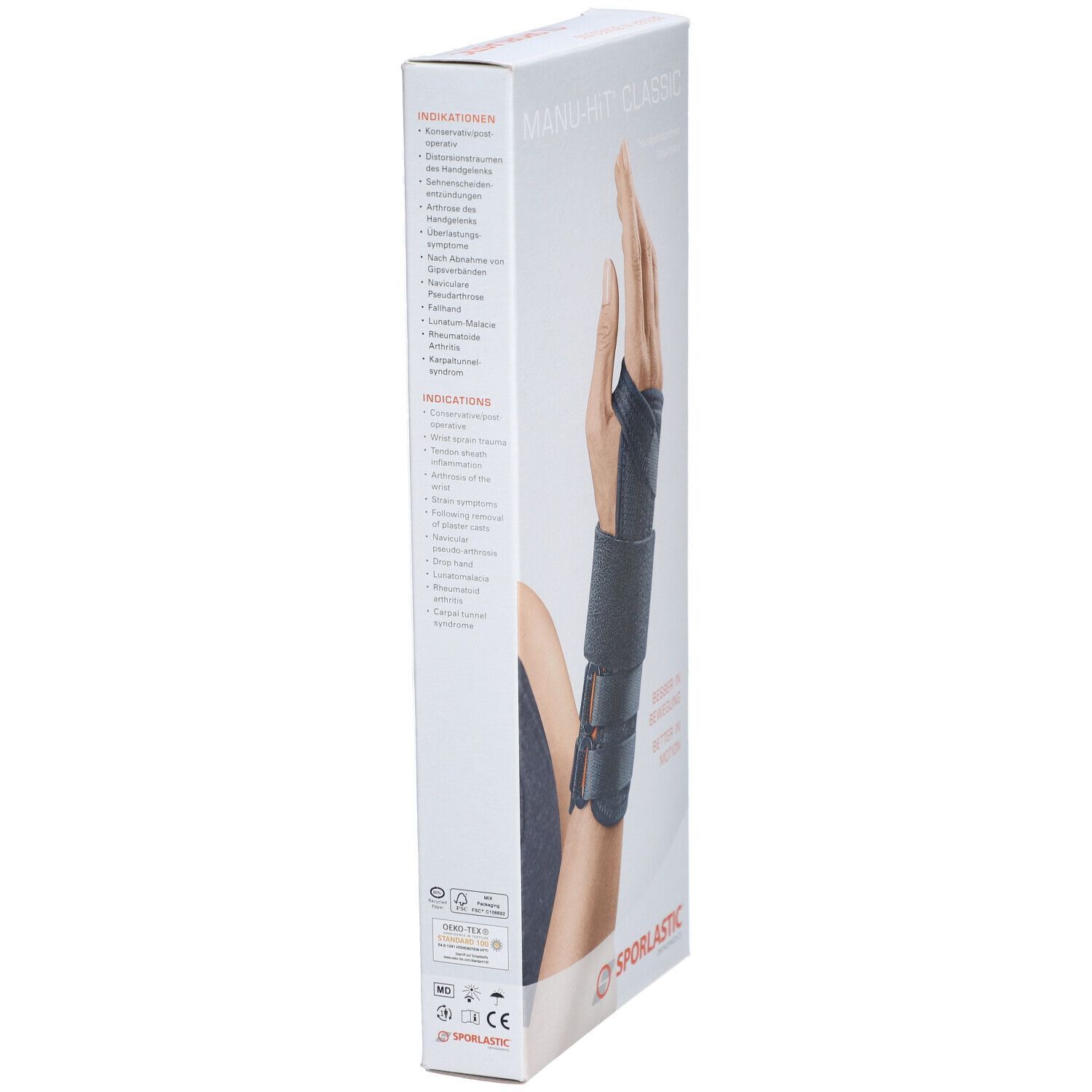 MANU-HiT® Handgelenkorthese links Gr.XS schwarz