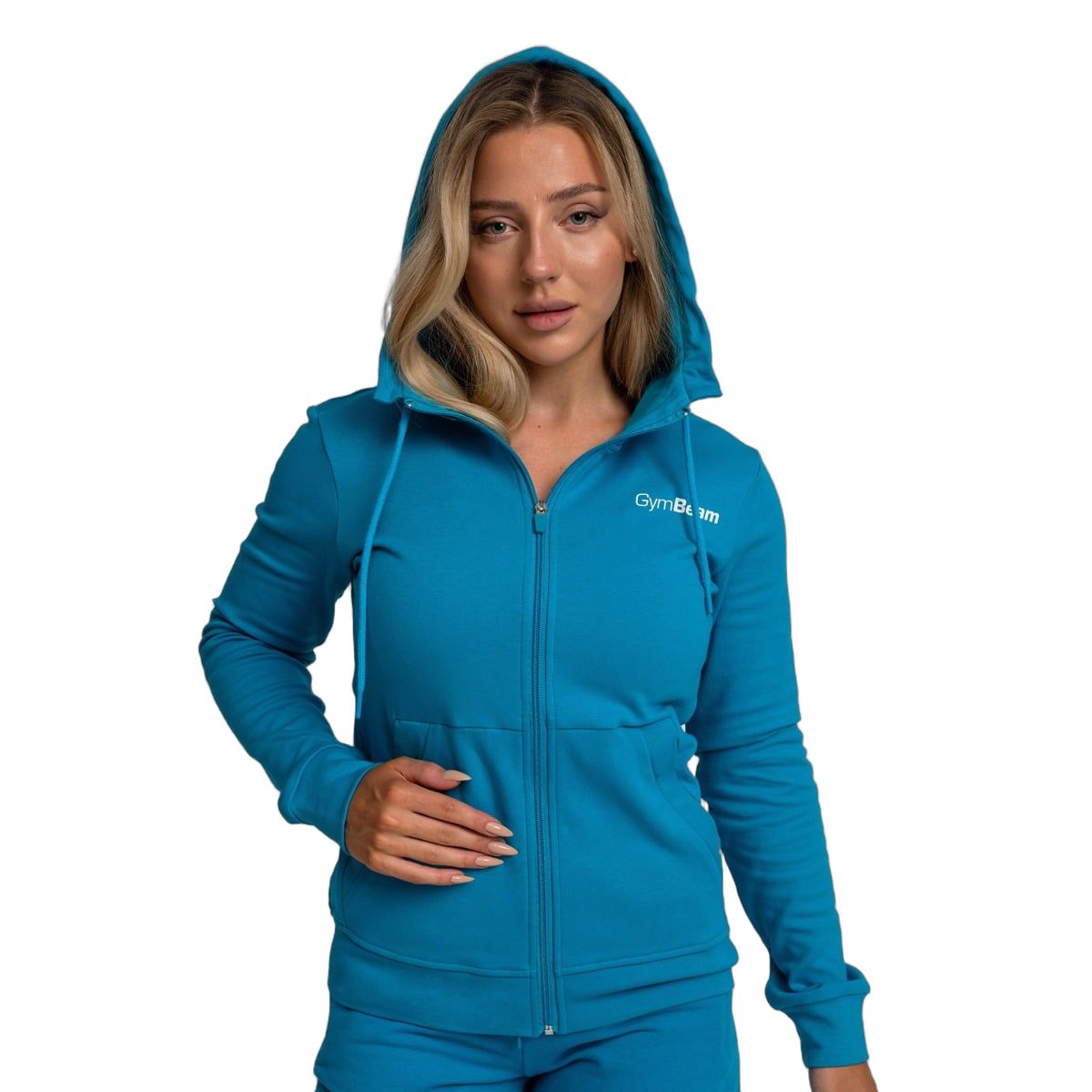 GymBeam Hoodie Damen Regular mit Reißverschluss und Kapuze Limitless Aquamarine 1 St