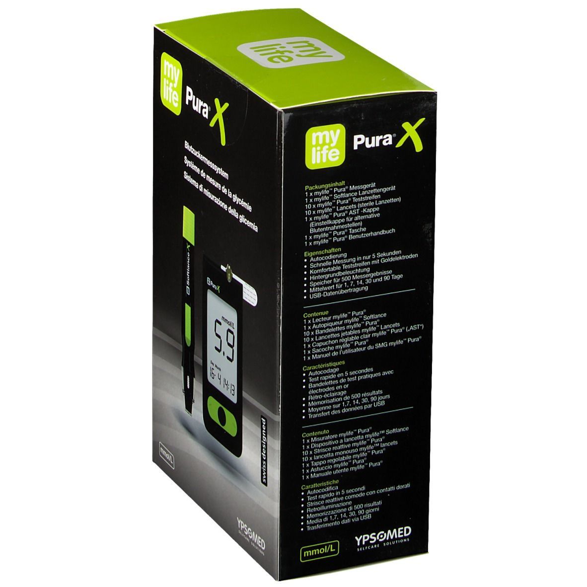 mylife Pura X Blutzucker Messsystem mmol/L