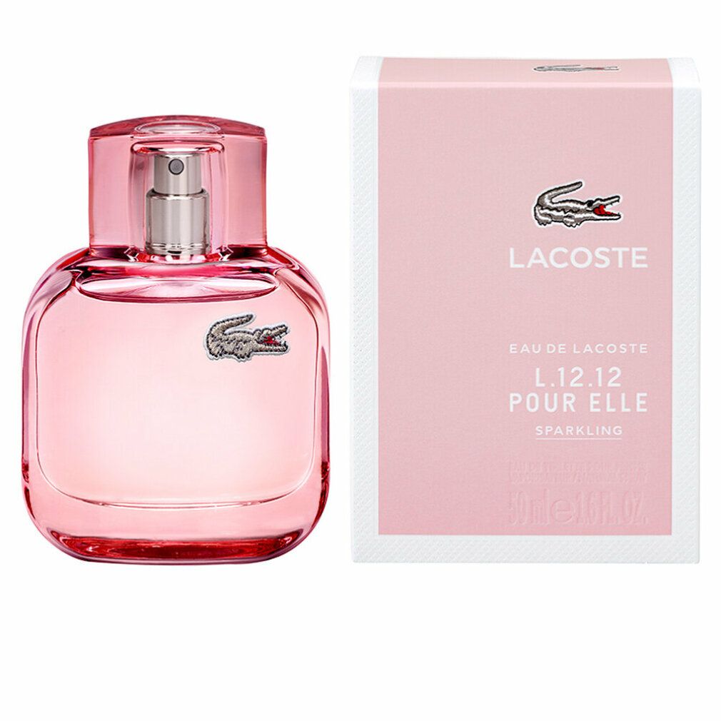Lacoste Eau de Lacoste L.12.12 pour Elle Sparkling. Flakon und Verpackung mit Logo.