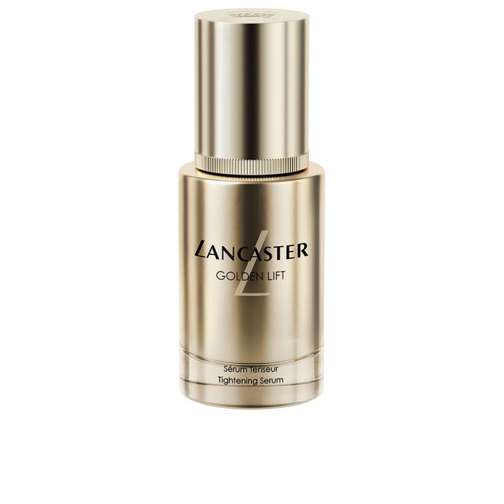 Goldfarbene Flasche. Aufschrift: Lancaster Golden Lift. Serum Tenseur Tightening Serum.