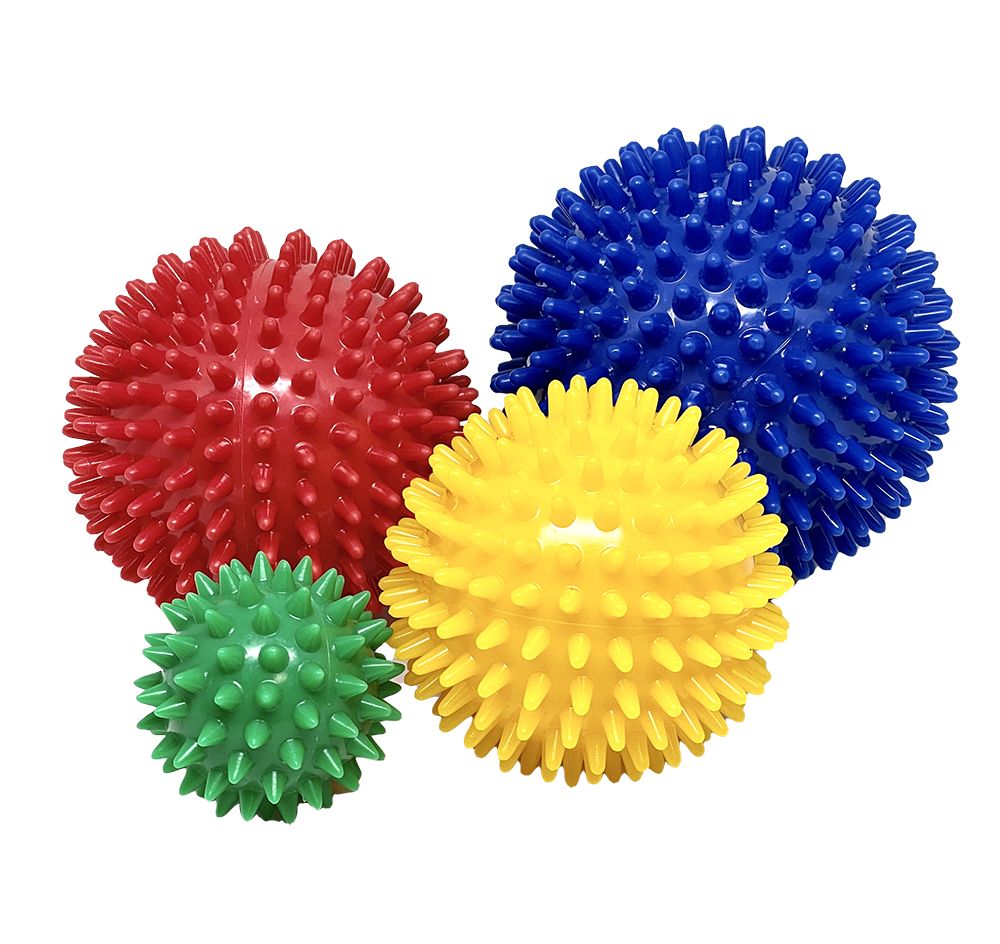 Igelball 4er-Set (blau - rot - gelb - grün)