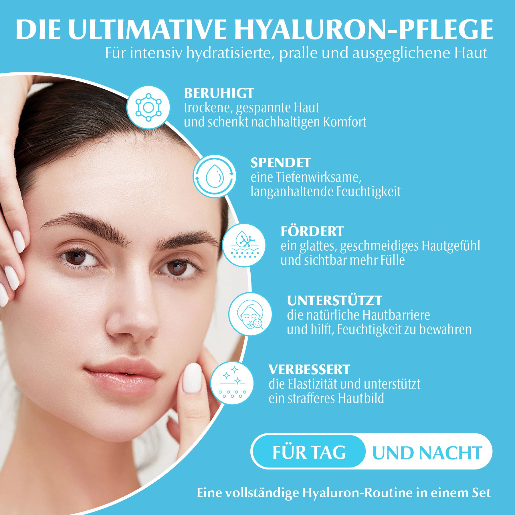 DR RASHEL Gesichtspflege-Set Hyaluronsäure Hyaluronic Acid Serum Cream Toner