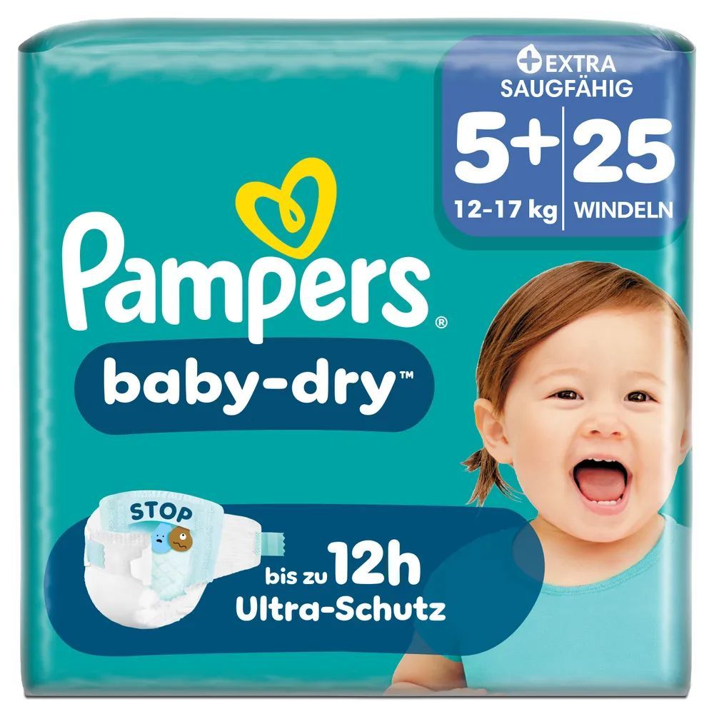 Pampers Baby Dry Gr.5+ Junior Plus 12-17kg Windeln Single Pack 25 St