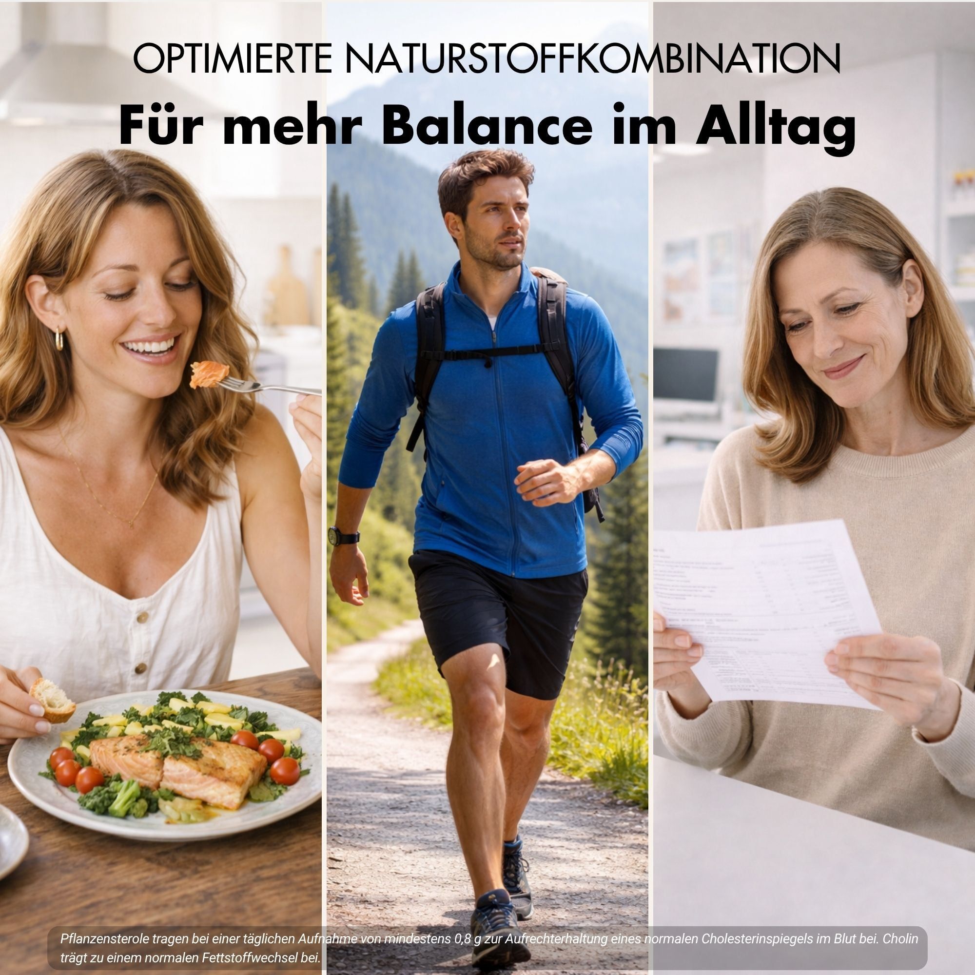 Optimierte Naturstoffkombination für mehr Balance im Alltag: Essen, Wandern, Lesen. XTRA FUEL.