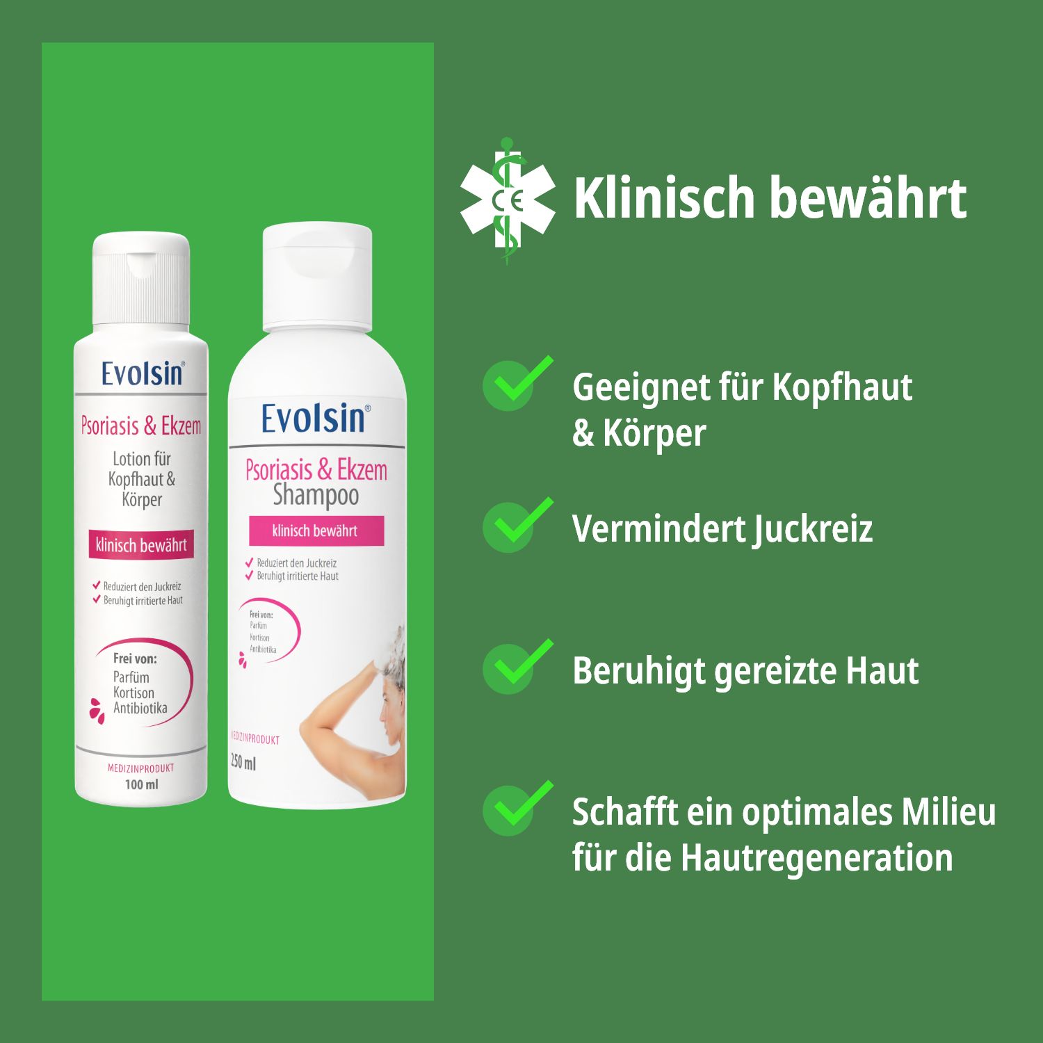 Evolsin® Psoriasis Intensiv Bundle (Balsam + Lotion + Shampoo) - gegen Juckreiz OHNE Kortison