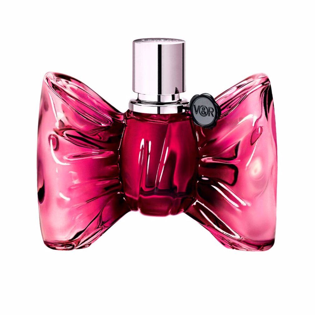 Rosa Flakon in Schleifenform mit silbernem Verschluss. Schwarzer Verschluss. Viktor & Rolf.