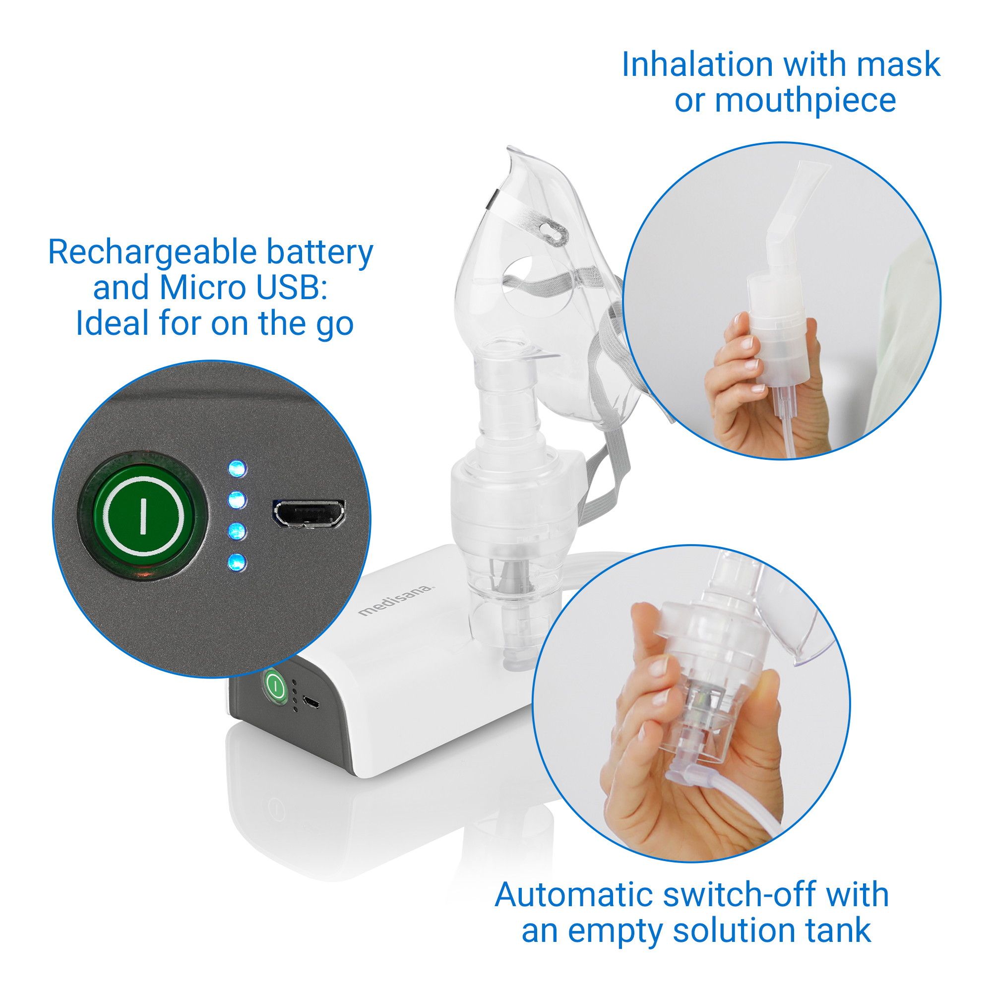 medisana IN 600 Inhalator | Gegen Erkältungen, Asthma - mit Kindermaske | Vernebler mit Kompressor