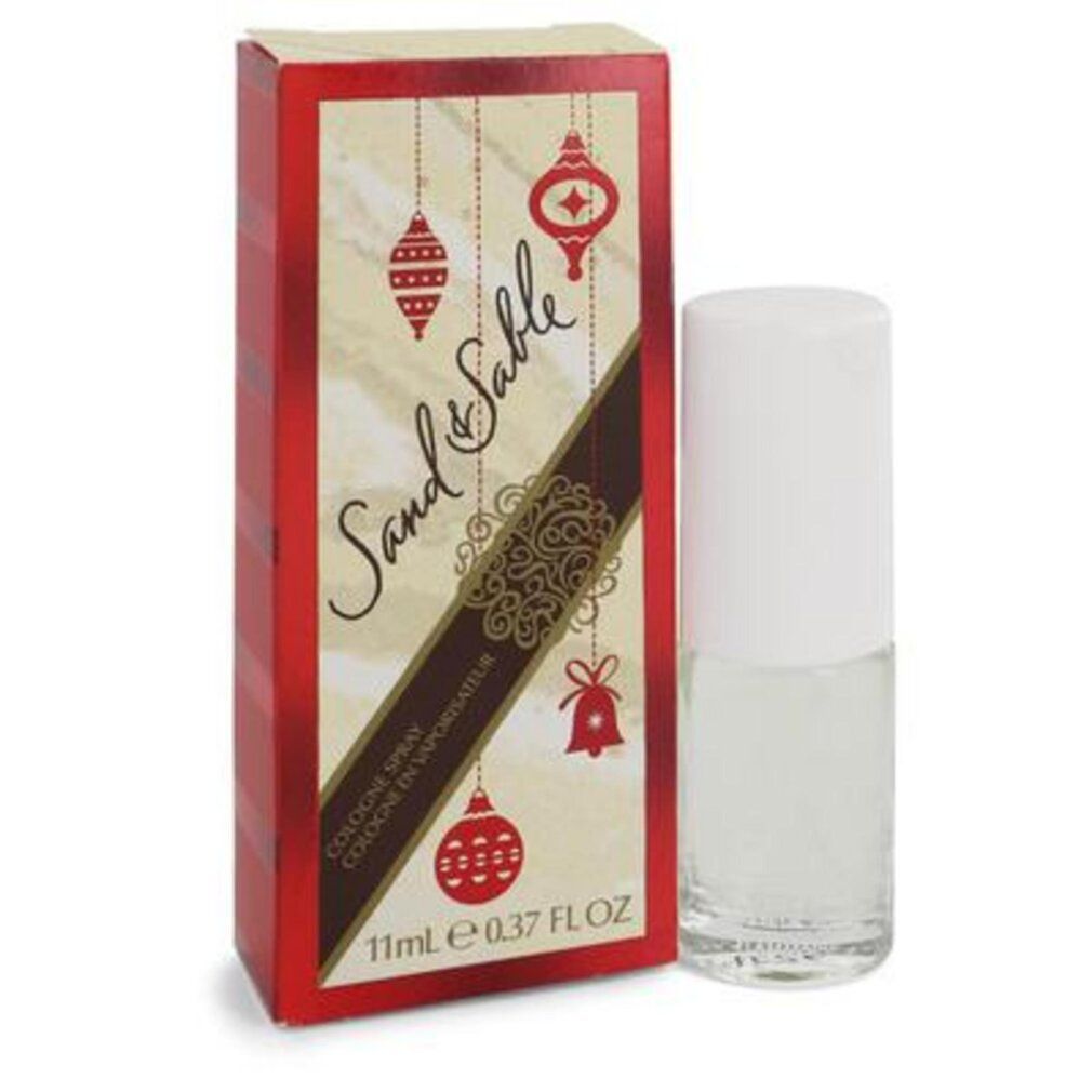 Sand Sable Flakon und Verpackung. Roter Karton mit Schriftzug Sand Sable. Flakon mit weißem Deckel.