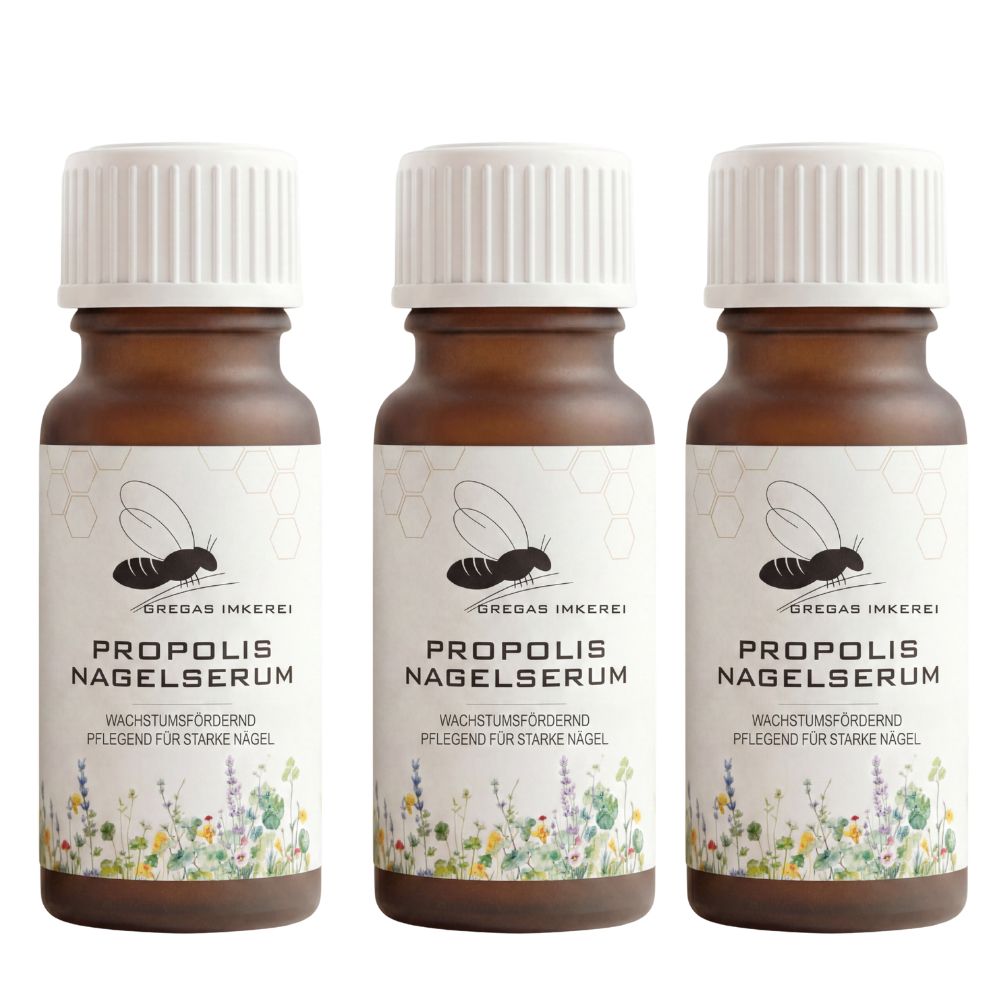 Vorteilsset 3x Propolis Nagelserum - Hochdosierte Nagelpflege mit Kräuterextrakten & Ölen 30 ml Serum