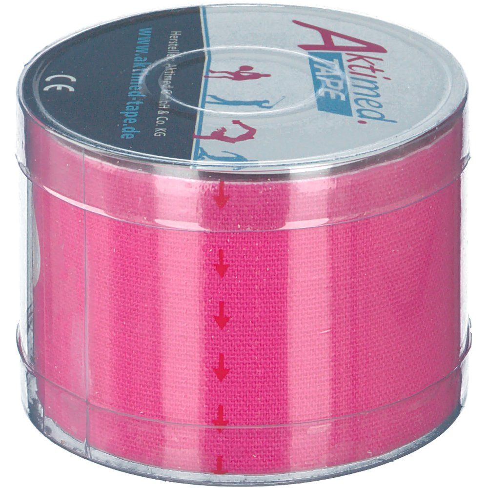 Rolle Aktimed TAPE Classic pink in transparenter Verpackung. Aufdruck: Aktimed TAPE, CE-Zeichen, Pfeile.