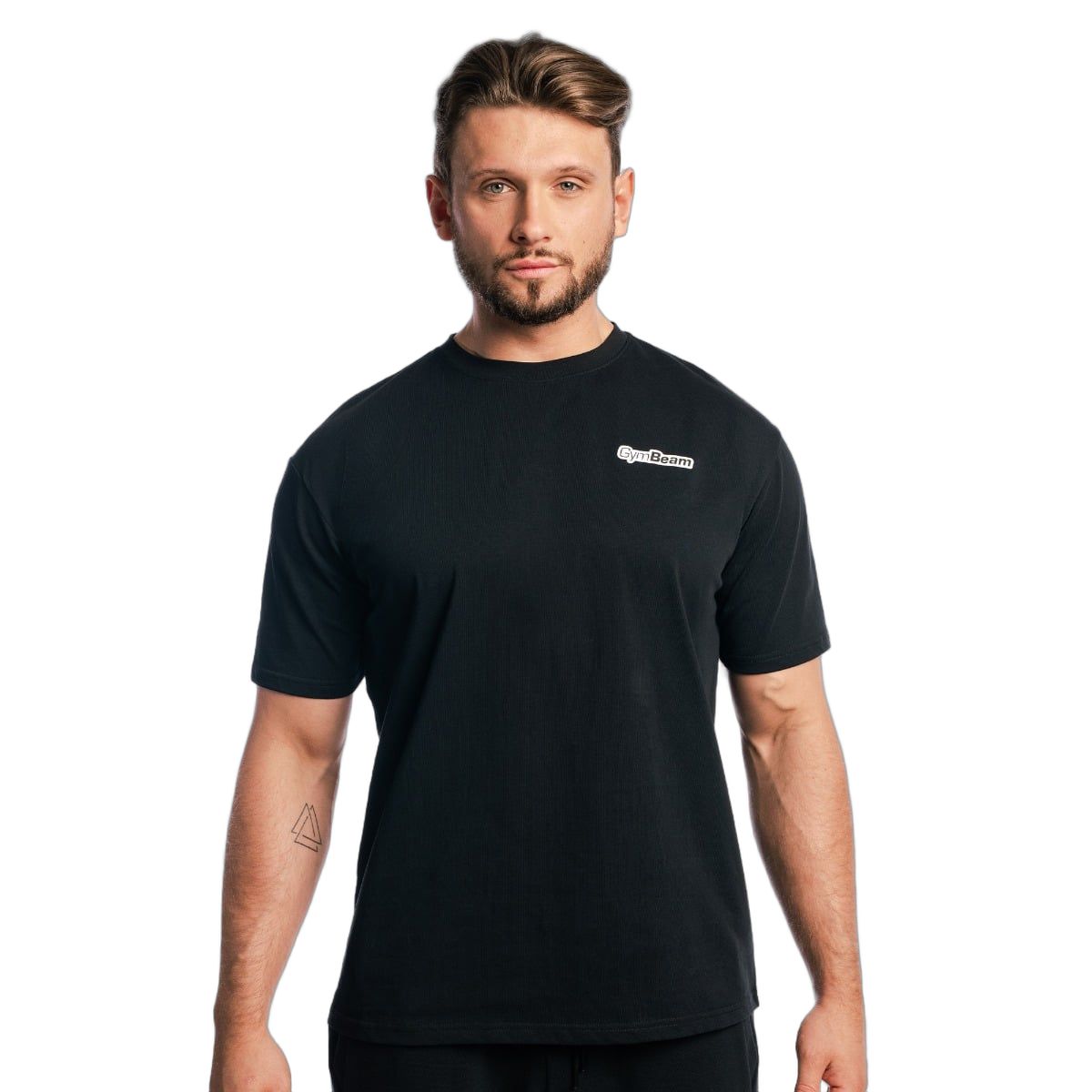 GymBeam T-Shirt Herren Oversized Kurzarm aus Baumwolle in Schwarz