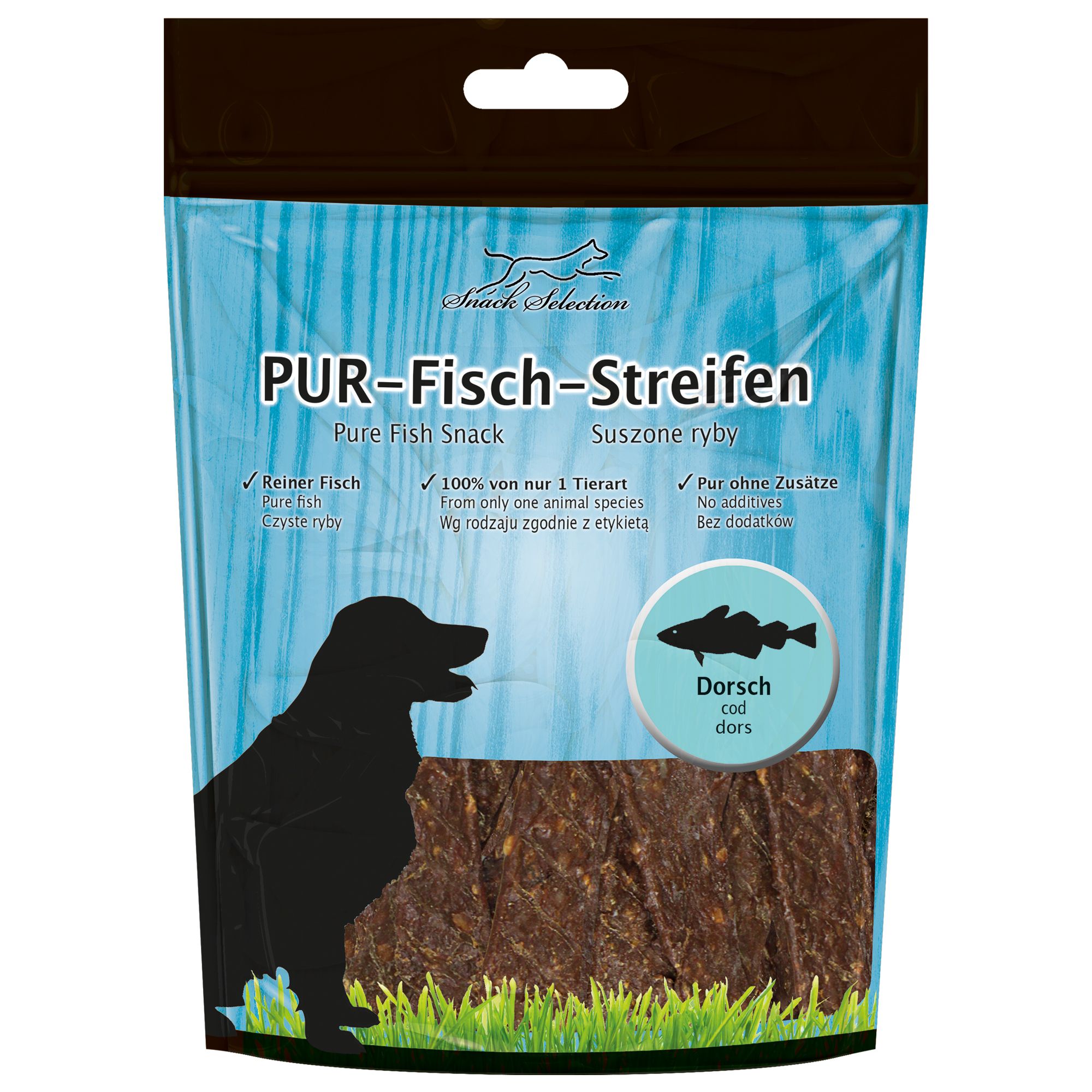 Schecker Hundesnack - PUR Fisch Streifen Dorsch 5x100 g Futter