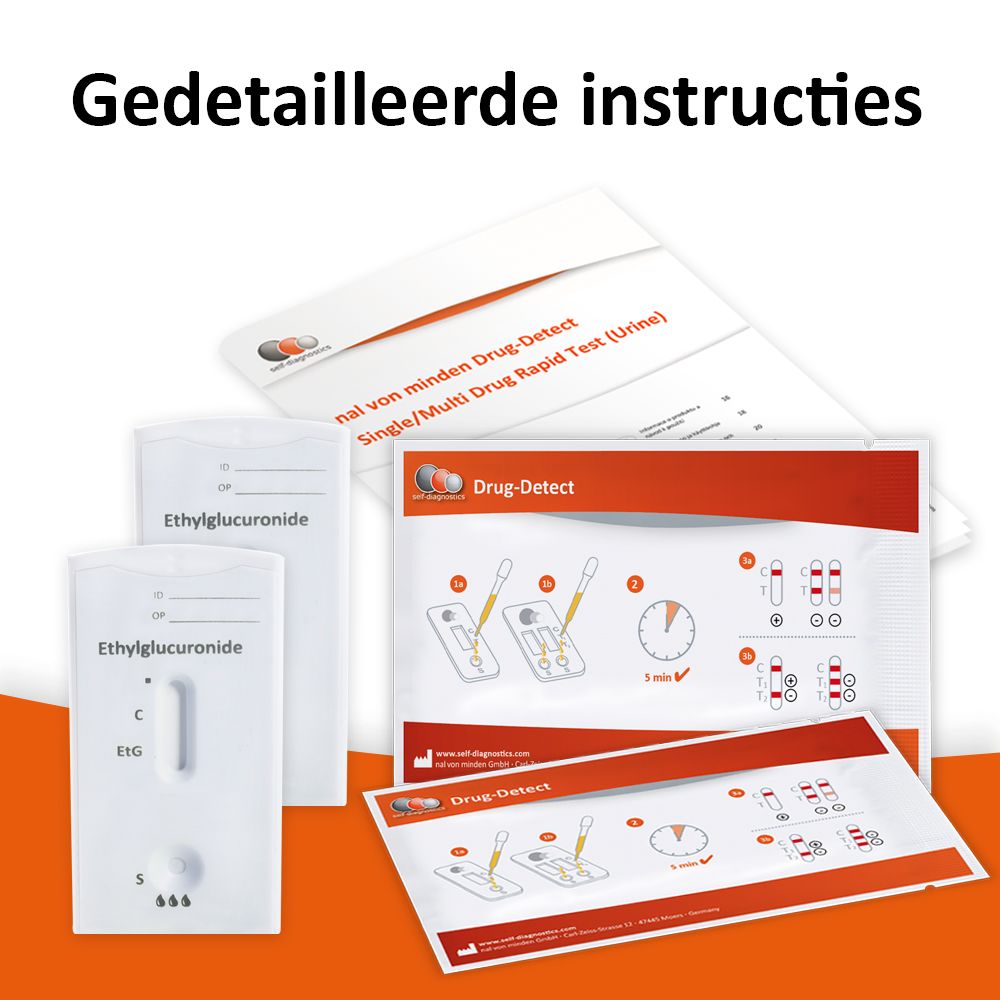Meerdere testkaarten en instructies. Drug-Detect. Gedetailleerde instructies.