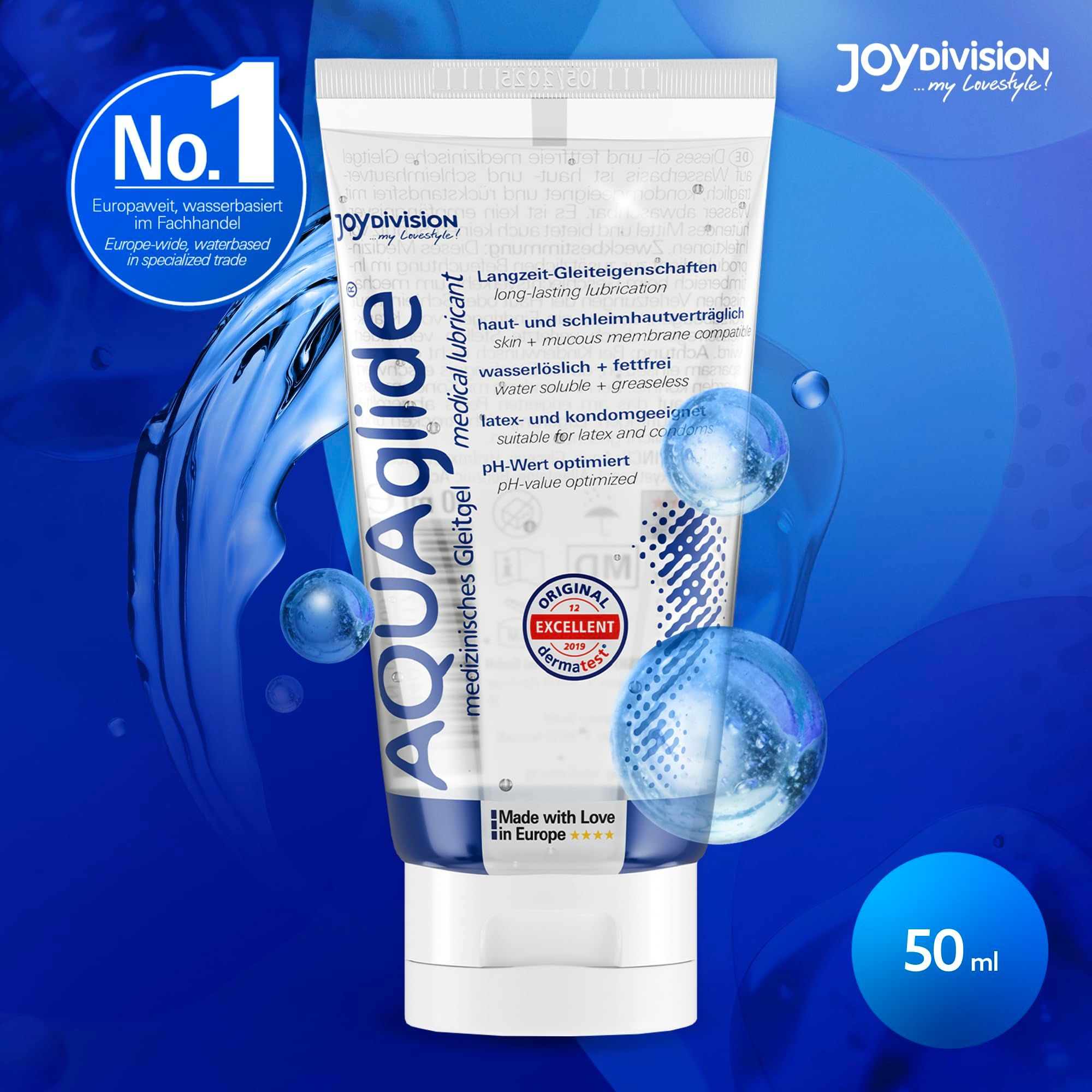 Aqua glide Gleitgel Tube, 50ml, mit Wasser-Effekt.