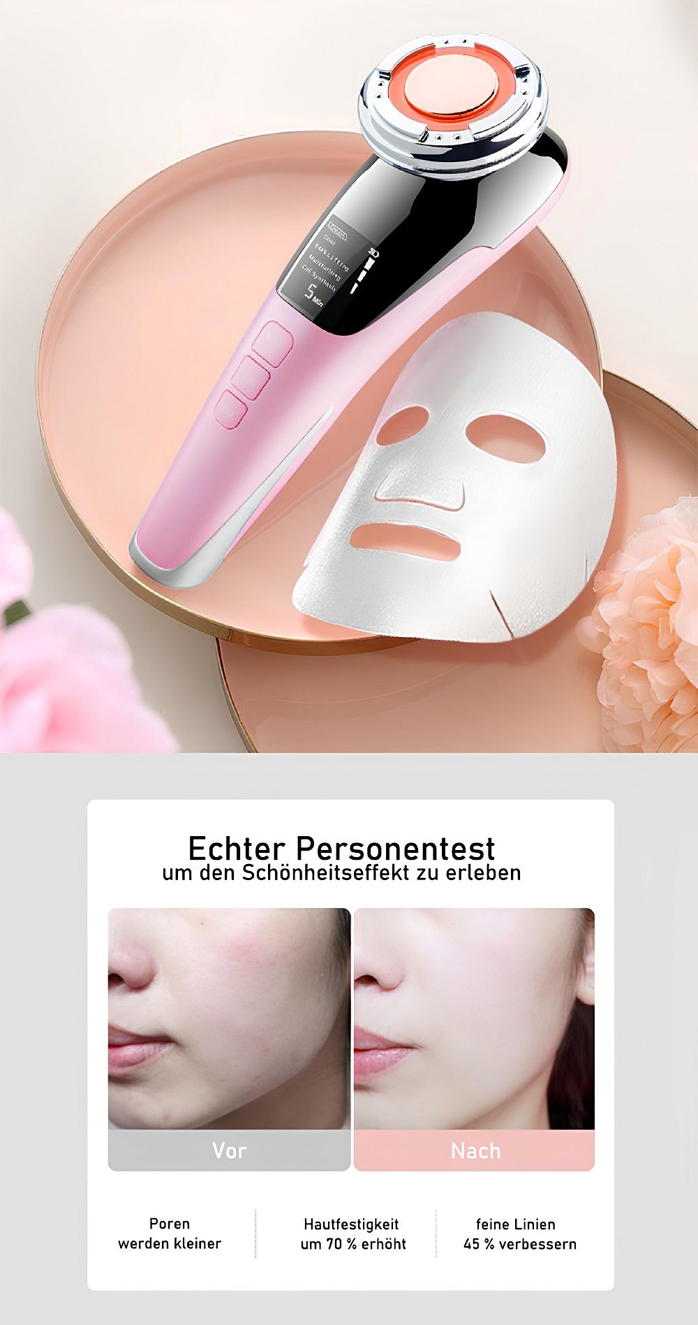 COOL-i 5 in 1 Mikrodermabrasionsgerät ,LED, EMS, Wärme/Kälte & Massage für ergänzende Gesichtspflege