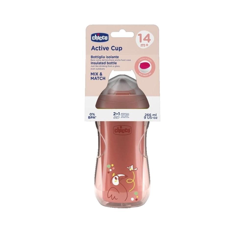 Chicco Kubek Niekapek Thermobecher mit Hartem Trinkaufsatz, 266 ml, rosa