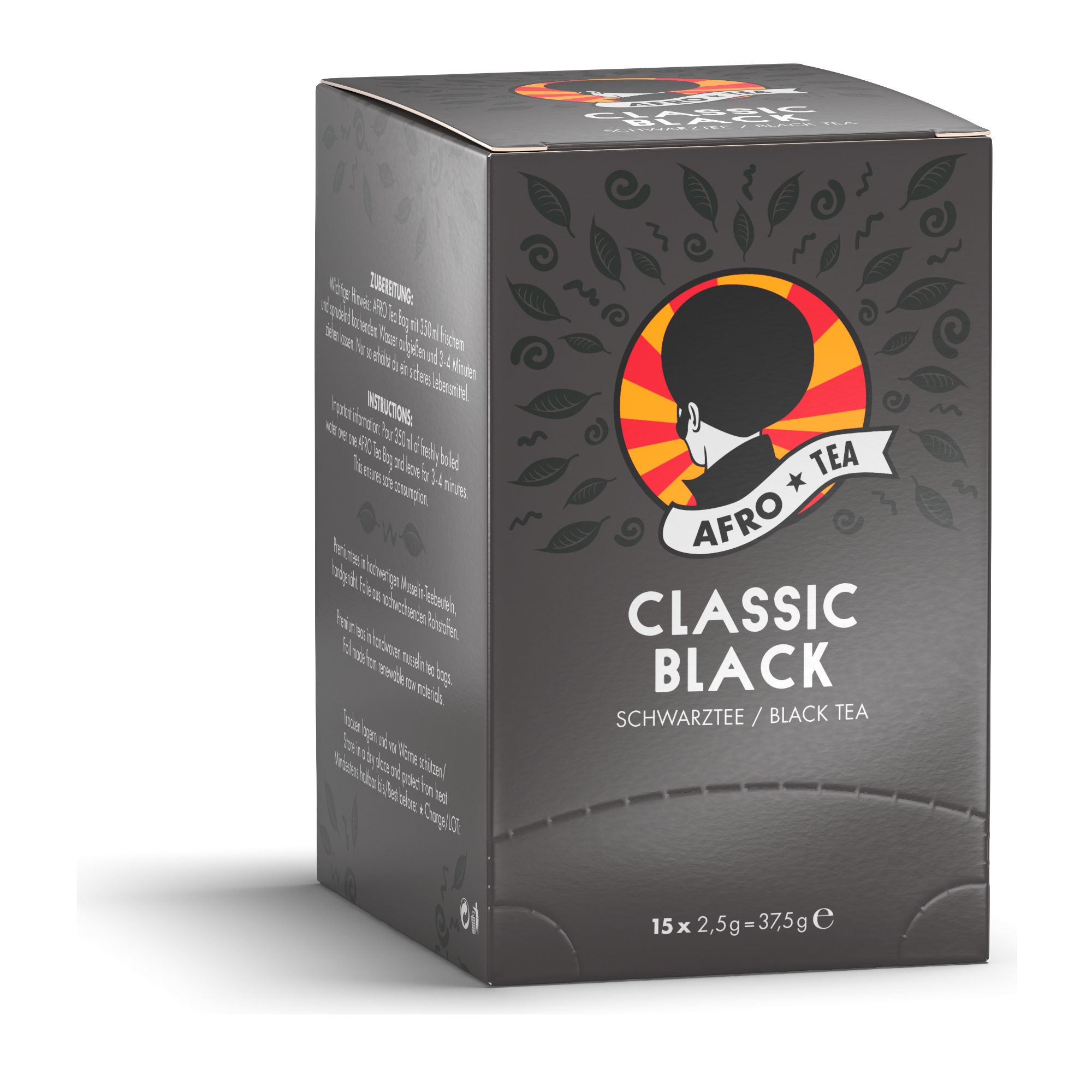 AFRO TEA Classic Black Schwarzer Tee - Premium Schwarztee