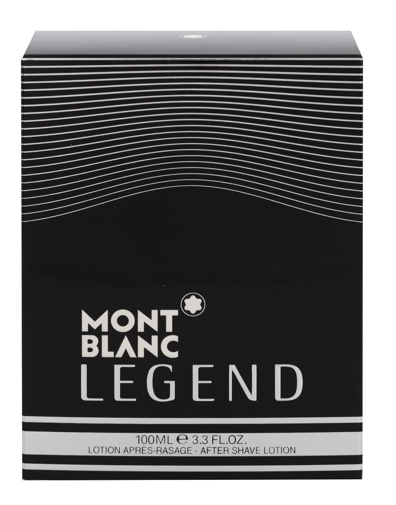 Montblanc Legend After Shave Lotion 100ml Verpackung mit silbernen Wellenlinien.