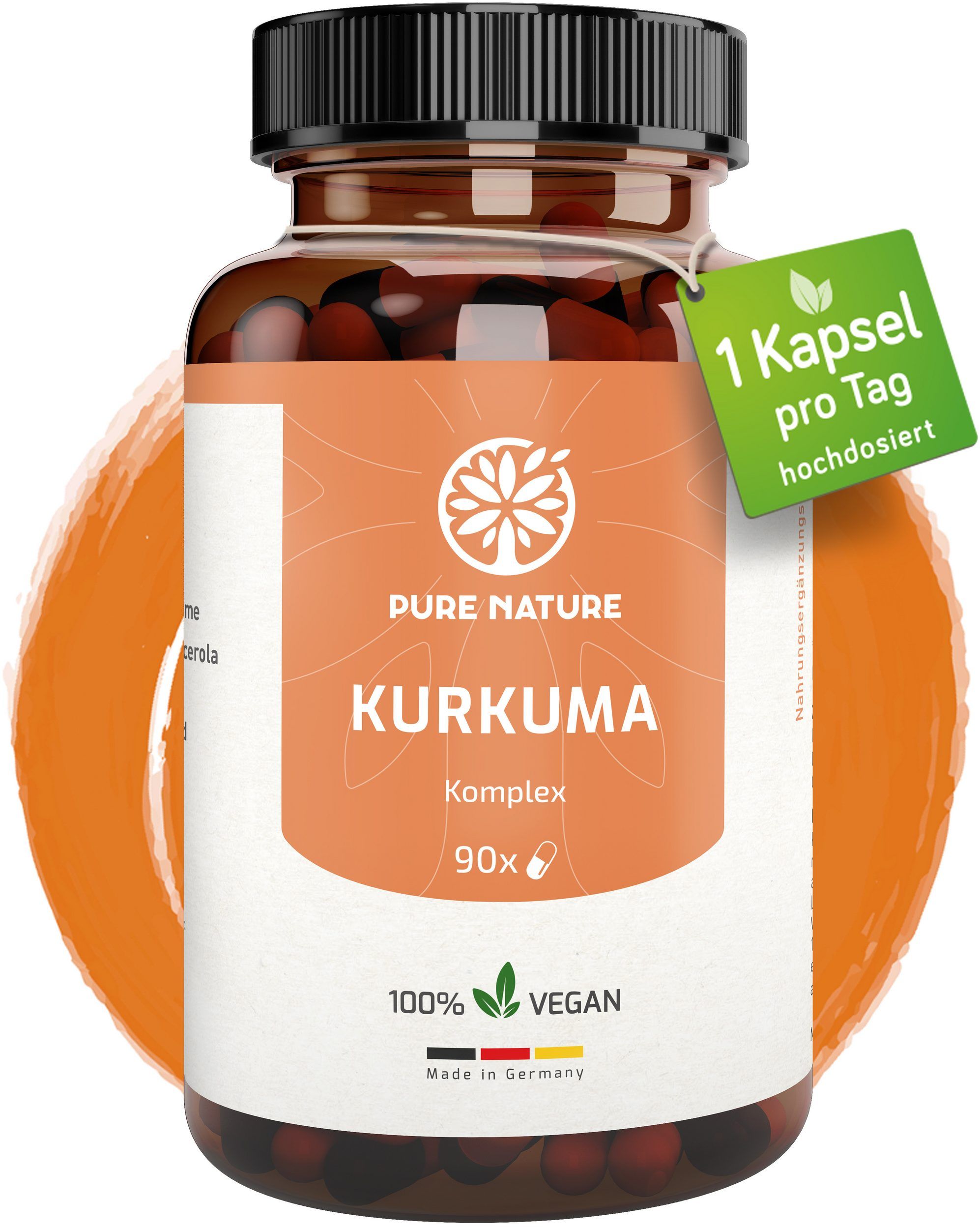 Pure Nature Kurkuma Komplex - Curcuma mit Vitamin C & Piperin 90 St Kapseln
