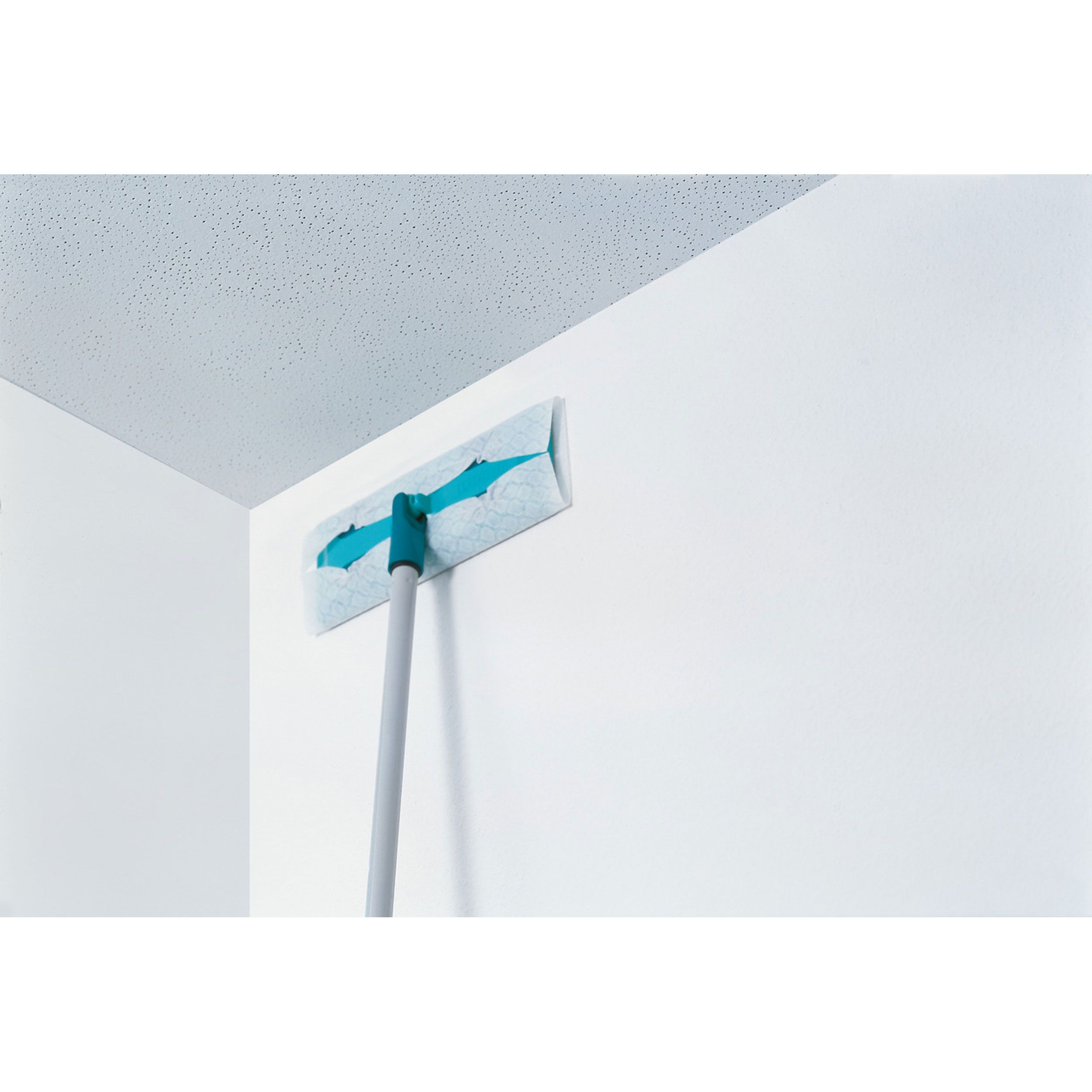 Leifheit Bodenwischer Clean & Away Telescope, Staubwischer mit Stiel, Kunststoff, Türkis, Silber