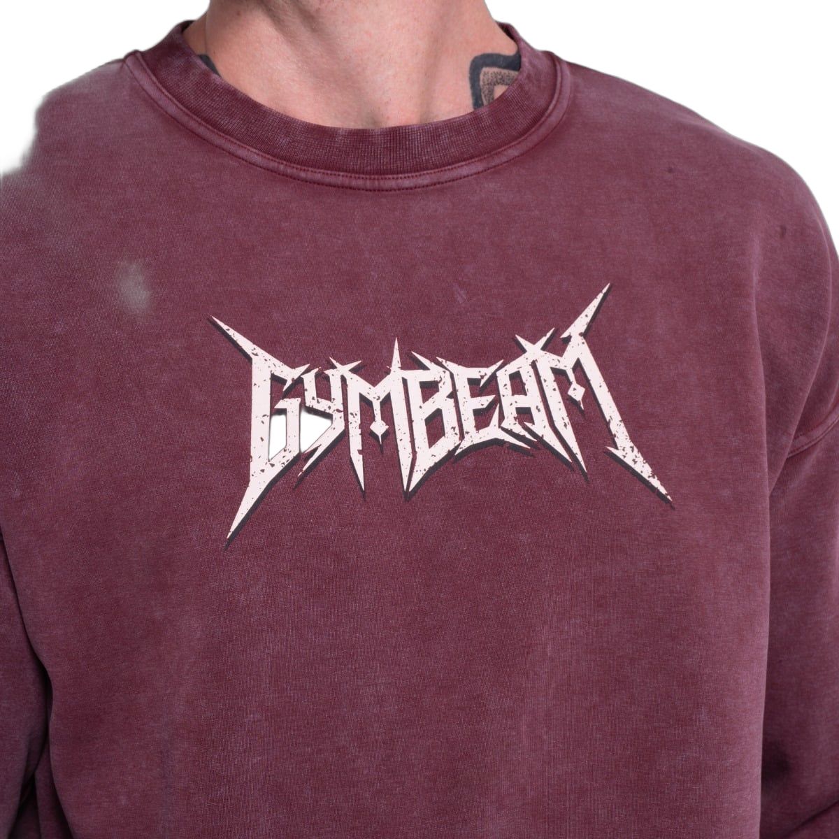 GymBeam Sweatshirt Herren Oversized ohne Kapuze in Burgunderrot Spike