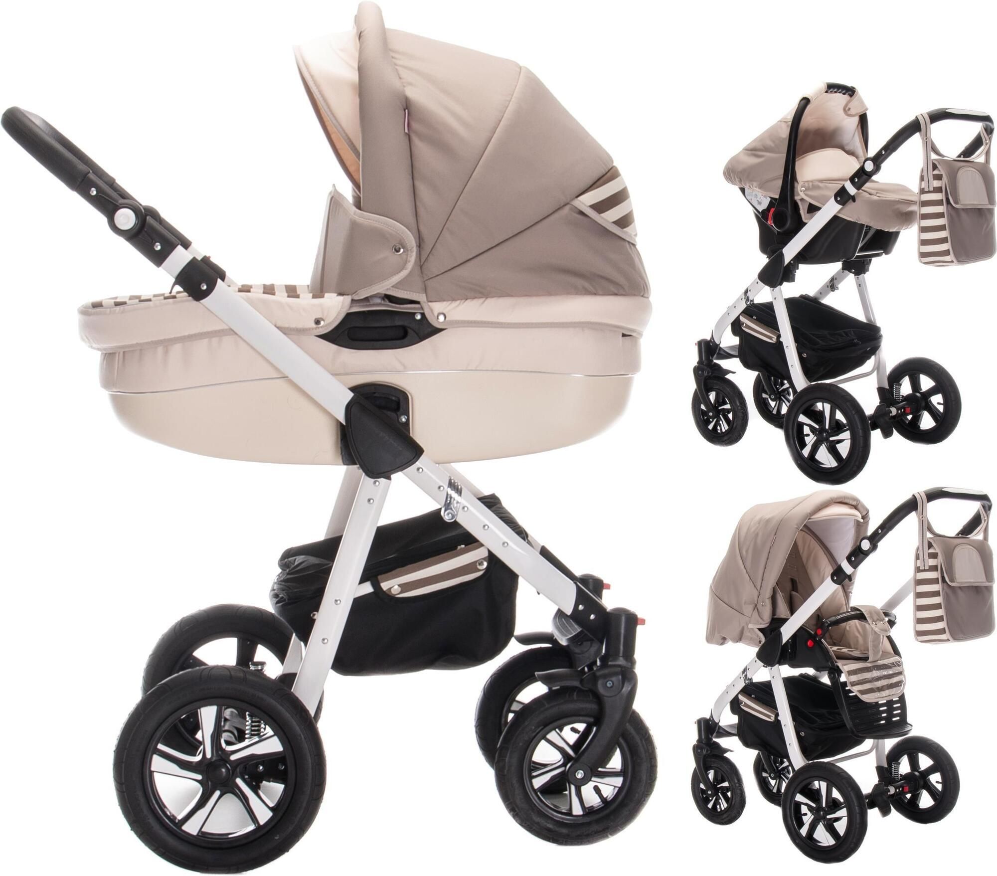 Friedrich Hugo Mandala 3 in 1 Kinderwagen Komplettset Hartgummireifen Set, Latte Macchiato